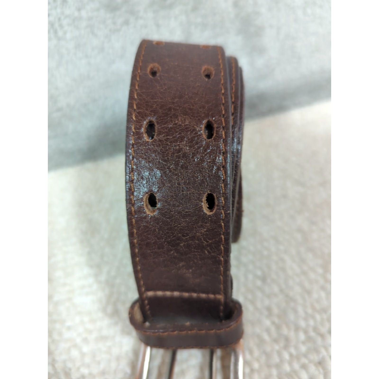 Doublet Mens Belt Brown Leather 2 Hole Double Prong 2XL Mexico Belt Width 1.5" Buckle Work Belt Mens Size ONE SIZE - 2 Thumbnail