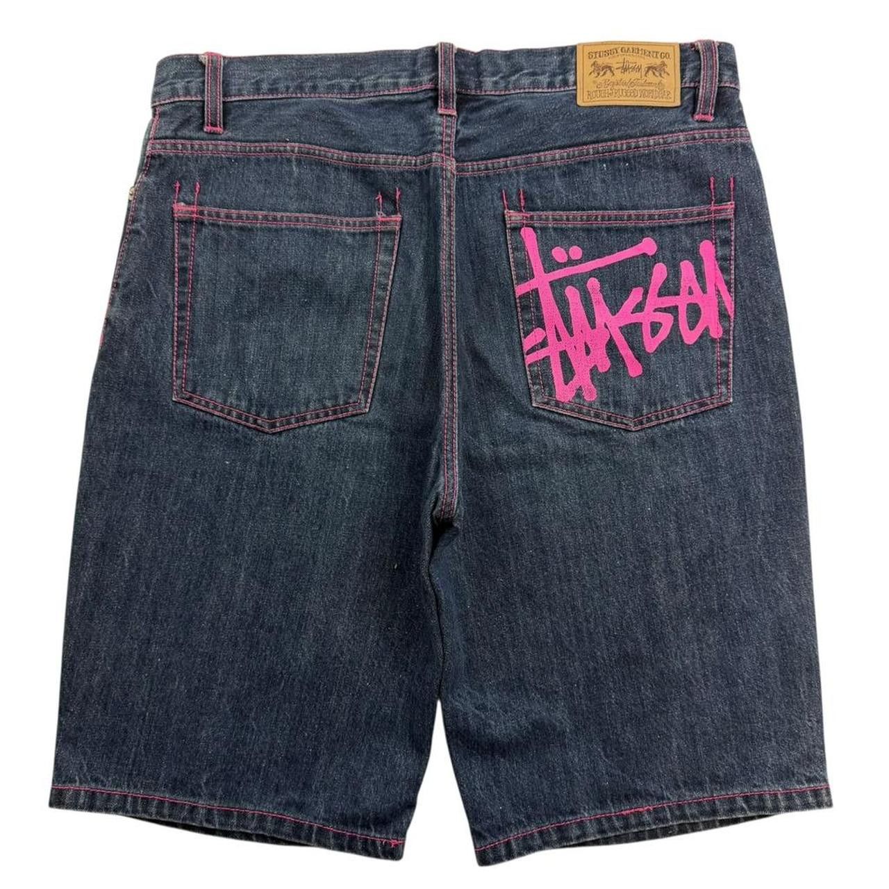 Stussy Vintage Stussy Spellout Denim Shorts / Jorts Pink - Waist 36 Size US 36 / EU 52 - 1 Thumbnail