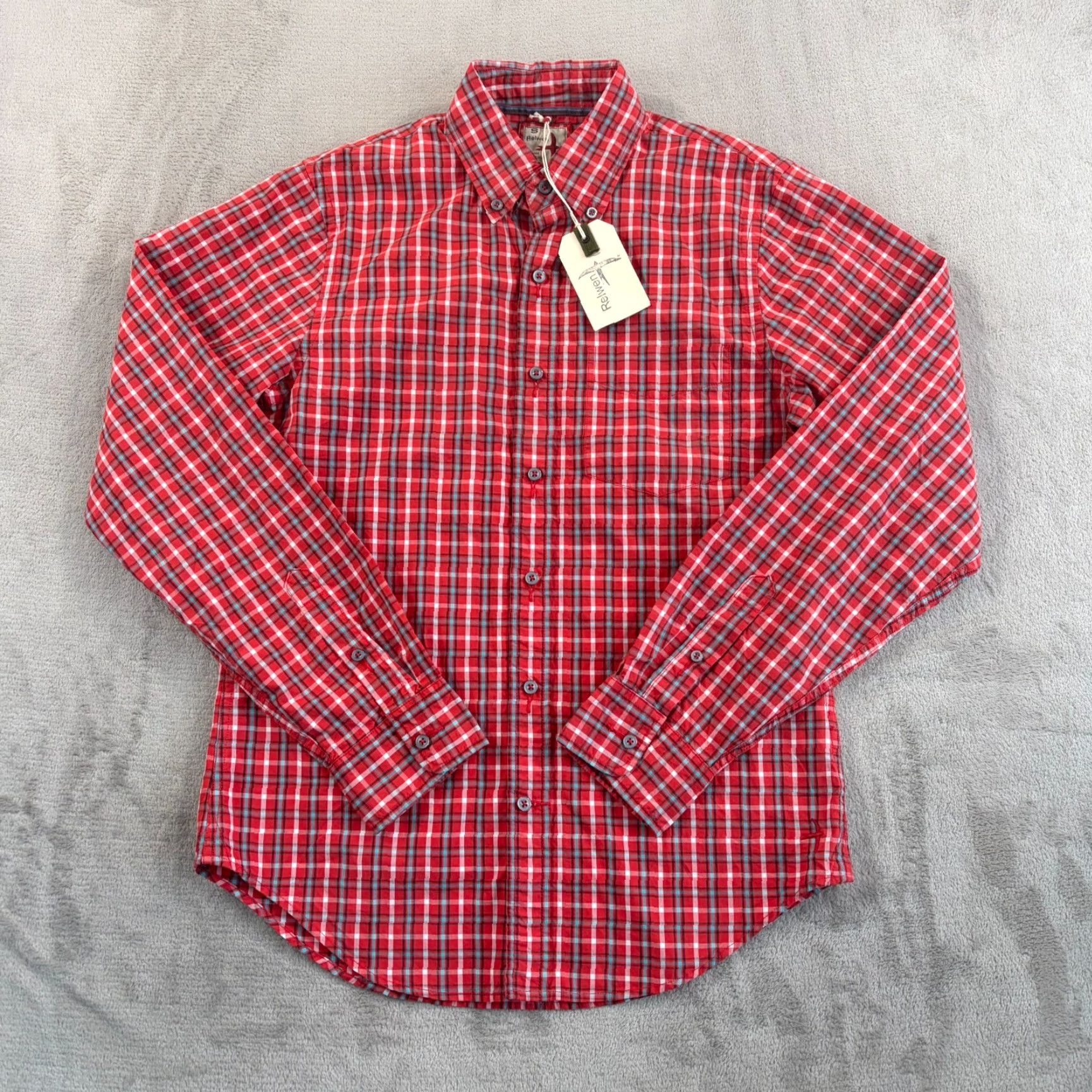 Relwen Relwen Work Shirt Men Small Red Madras Plaid Long Sleeve Button-Up Shirt, Casual, Travel, Workwear, NWT, Cotton, Regular Fit, Red Size US S / EU 44-46 / 1 - 4 Thumbnail