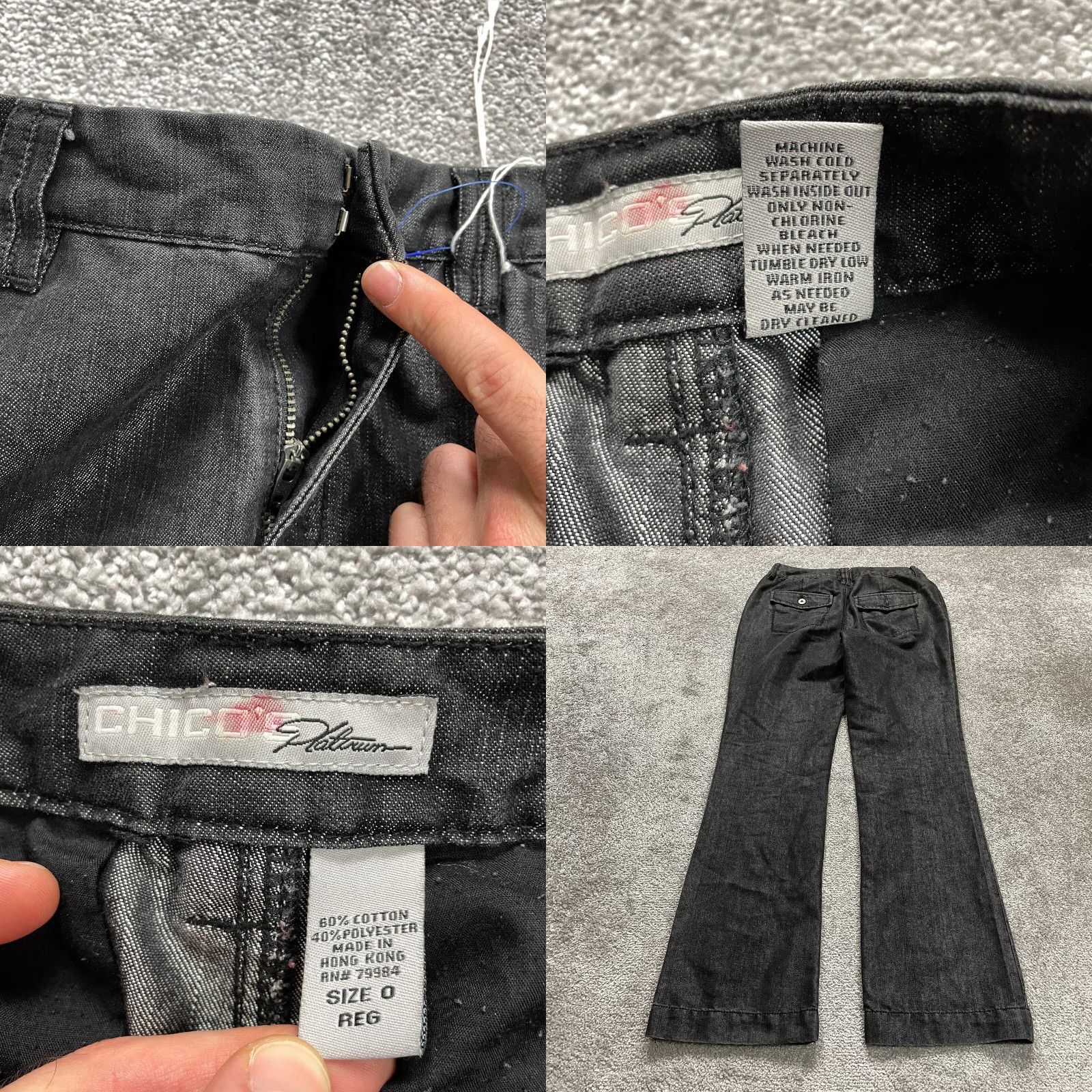 Vintage VINTAGE Chico's Women's Jeans Bootcut 0 Small Gray Dark Denim Cotton Spandex 32-Inch Inseam Size 30" / US 8 / IT 44 - 8 Thumbnail