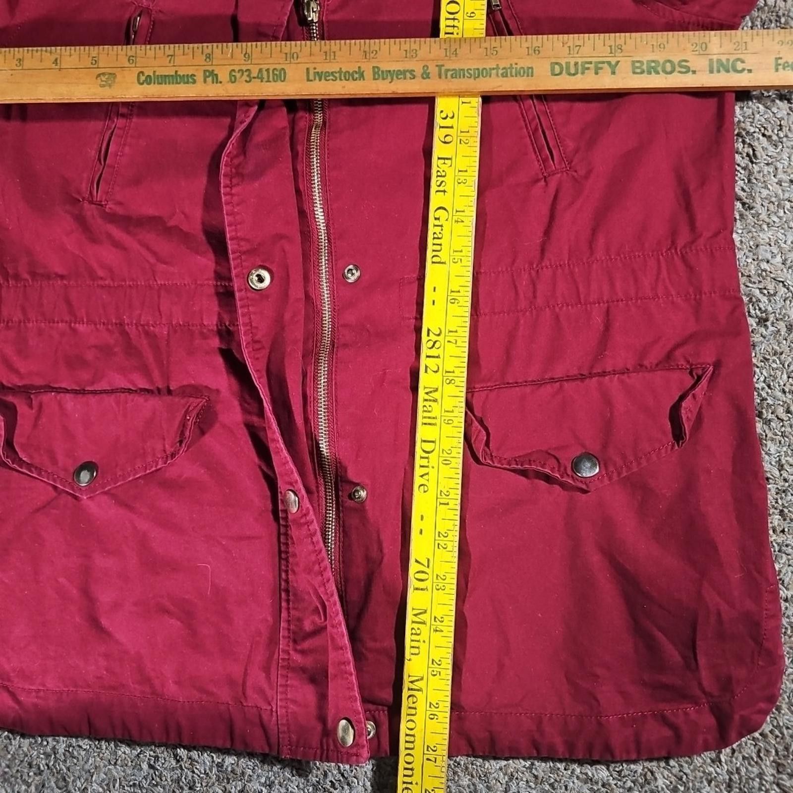Other Love Tree Large Burgundy Hood Parka Coat Cotton Snap Zip Size L / US 10 / IT 46 - 6 Thumbnail