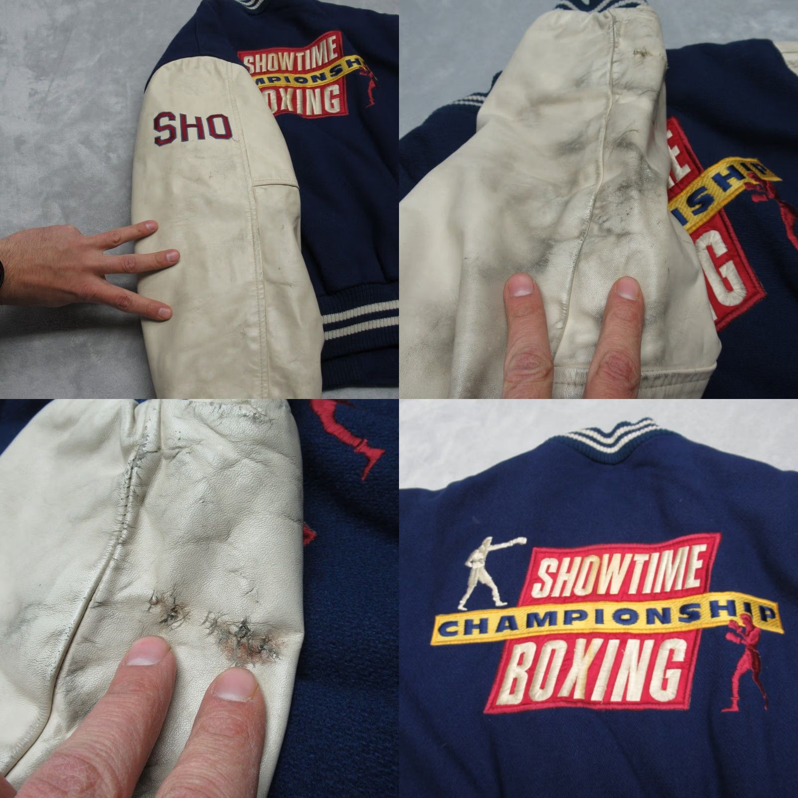 Thrasher Vintage Showtime Boxing Leather Jacket Mens Medium Blue Quilted USA Thrashed Size US M / EU 48-50 / 2 - 8 Thumbnail
