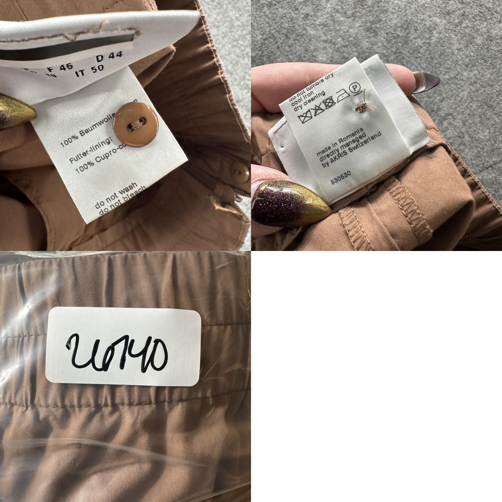 Vintage Akris Punto Pants Womens 14 Brown Ankle Straight Leg Elastic Waist Lined Cupro Pants Size 36" / US 14 / IT 50 - 11 Thumbnail