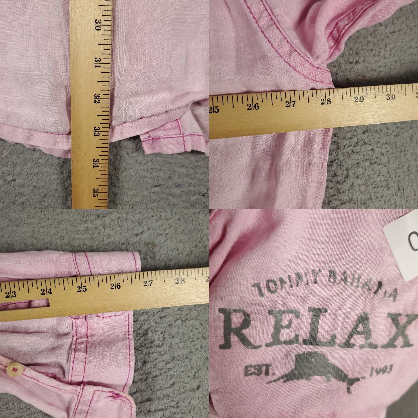 Tommy Bahama VINTAGE Tommy Bahama Shirt Mens XLT Pink Linen Button-Up Long Sleeve STAINED Size US XL / EU 56 / 4 - 8 Thumbnail