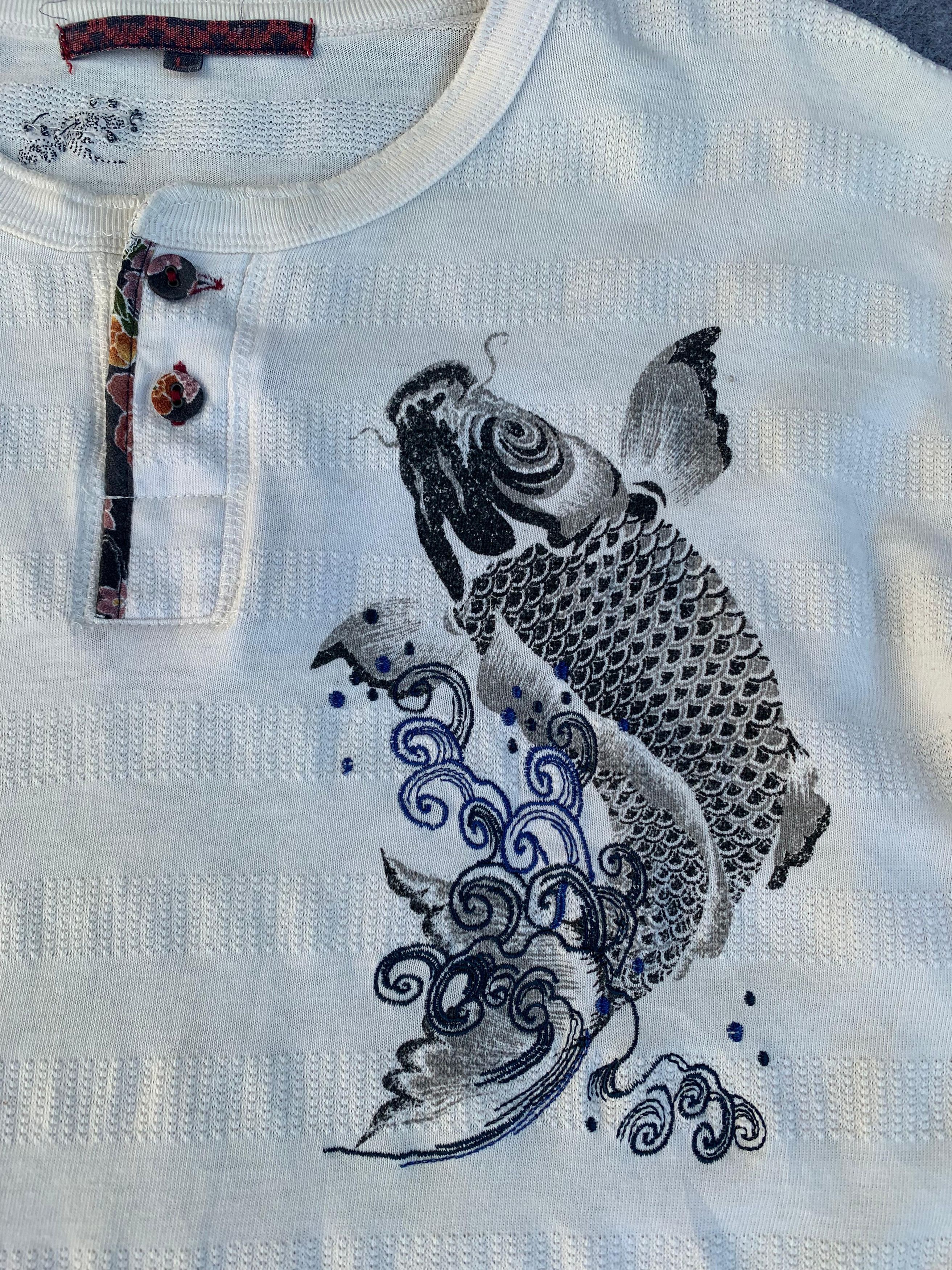 Japanese Brand Koi Fish Sukajan Long Sleeve T shirt Size US L / EU 52-54 / 3 - 4 Thumbnail
