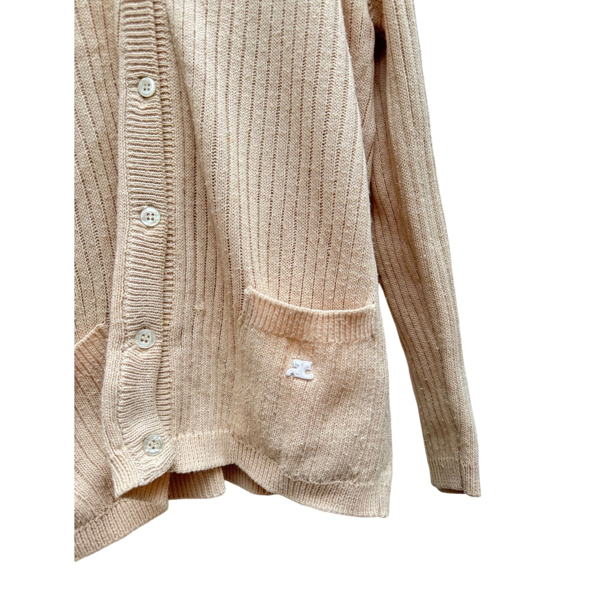 Courreges Vintage Beige Dralon Cardigan Size M / US 6-8 / IT 42-44 - 4 Thumbnail