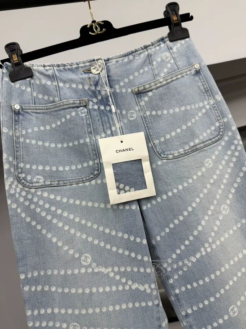 Chanel Chanel 25P light blue knitted chain straight jeans Size 24" / US 00 / IT 34 - 3 Thumbnail