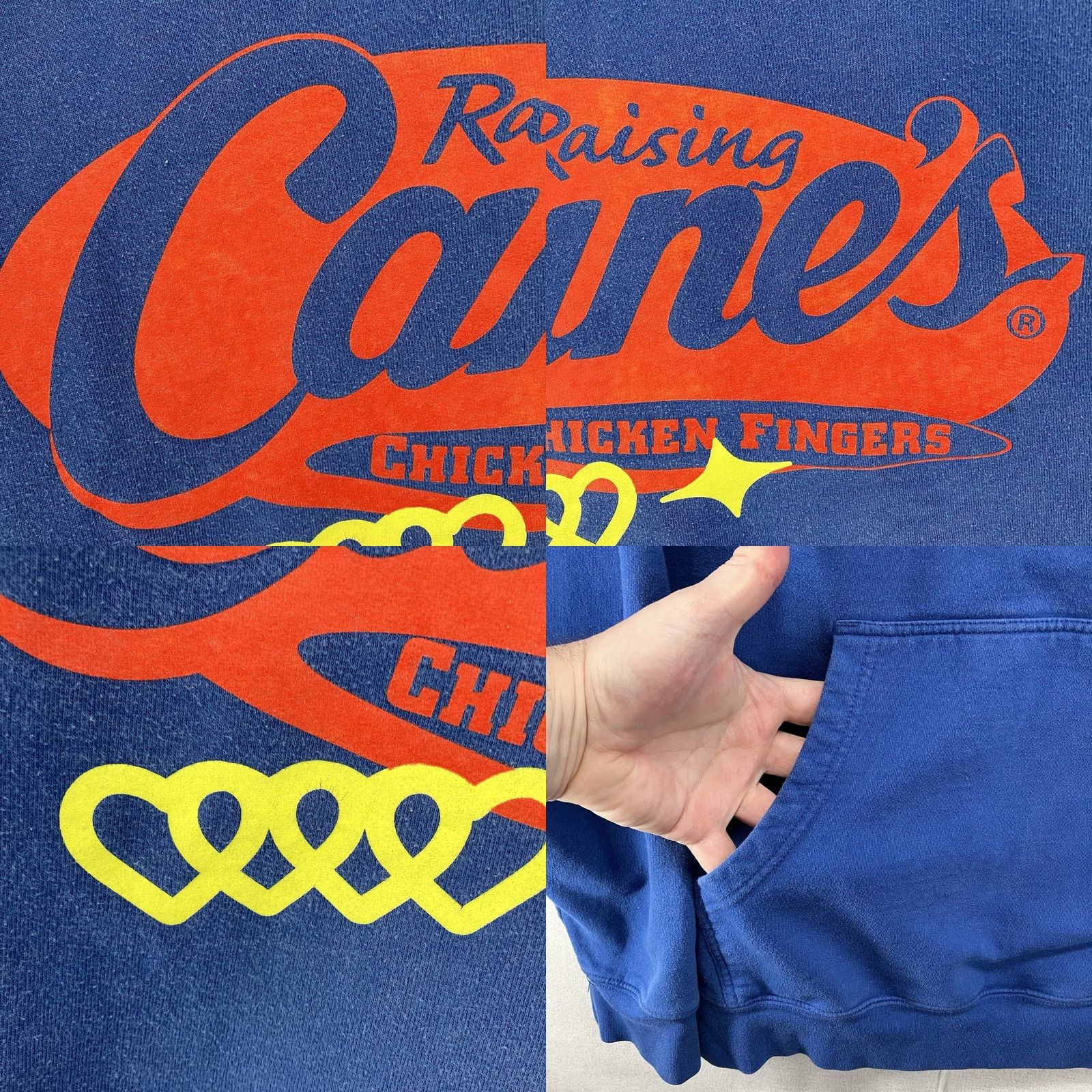 Vintage Raising Canes Mens Hoodie Sweatshirt 2XL Lounge Streetwear Blue Graphic Print Long Sleeve Pullover Funny Size US XXL / EU 58 / 5 - 8 Thumbnail