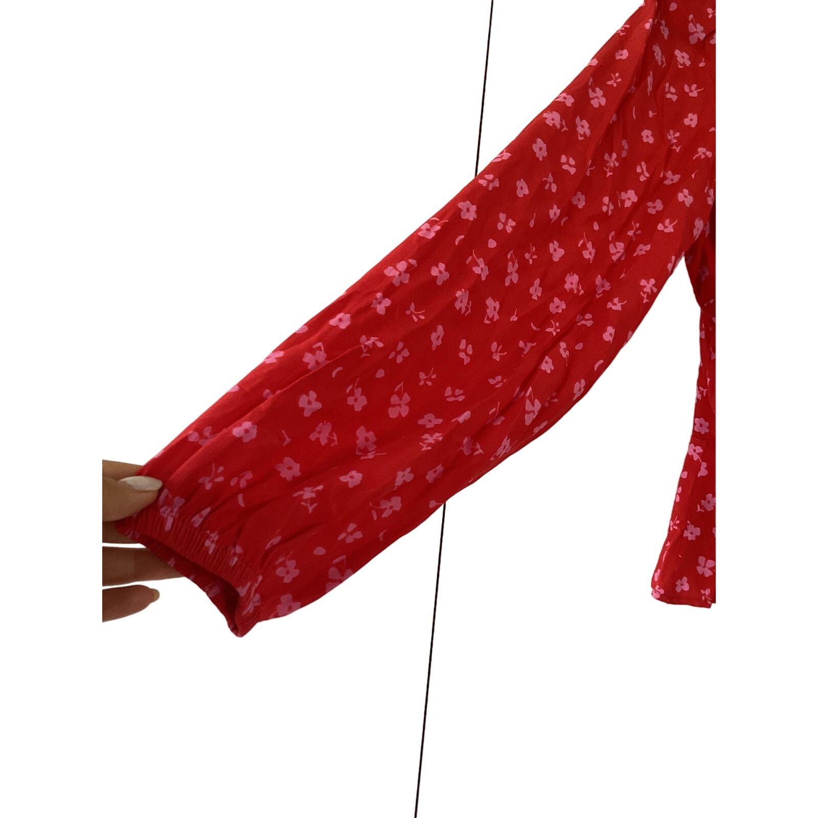 FAITHFULL NWT Faithfull The Brand Tie Blouse Red Print Floral Sz S Size S / US 4 / IT 40 - 6 Thumbnail