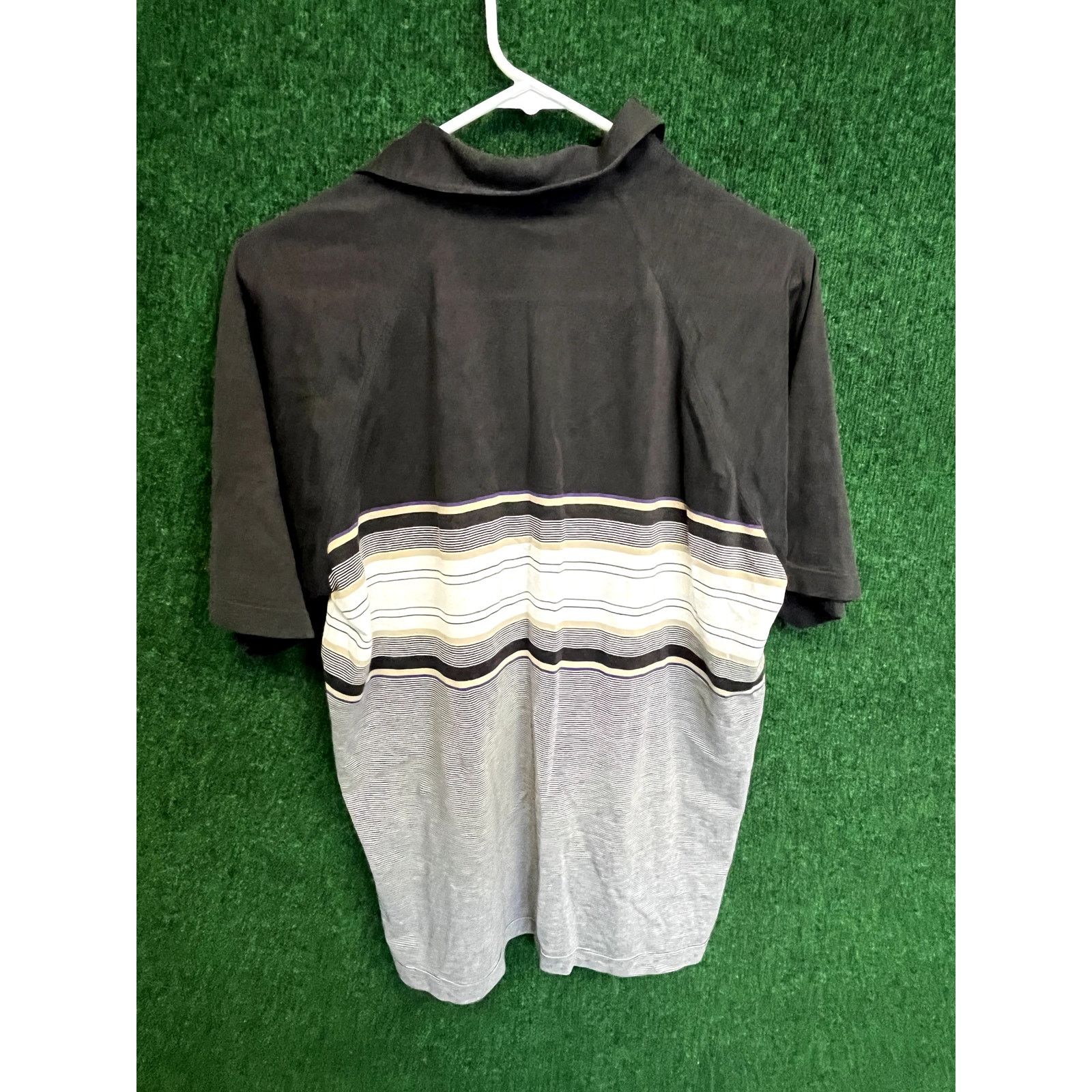 Puritan 90s Puritan Preppy Gray + Purple Stripes Polo Shirt Sz Large Size US L / EU 52-54 / 3 - 2 Thumbnail