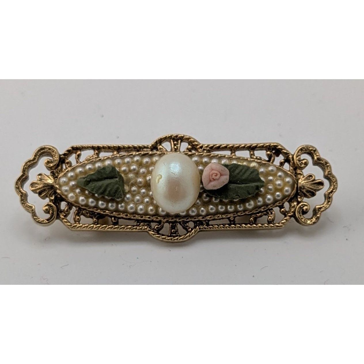 Other Vintage Victorian Style Gold-Tone Filigree Floral Brooch Wit Size ONE SIZE - 3 Thumbnail