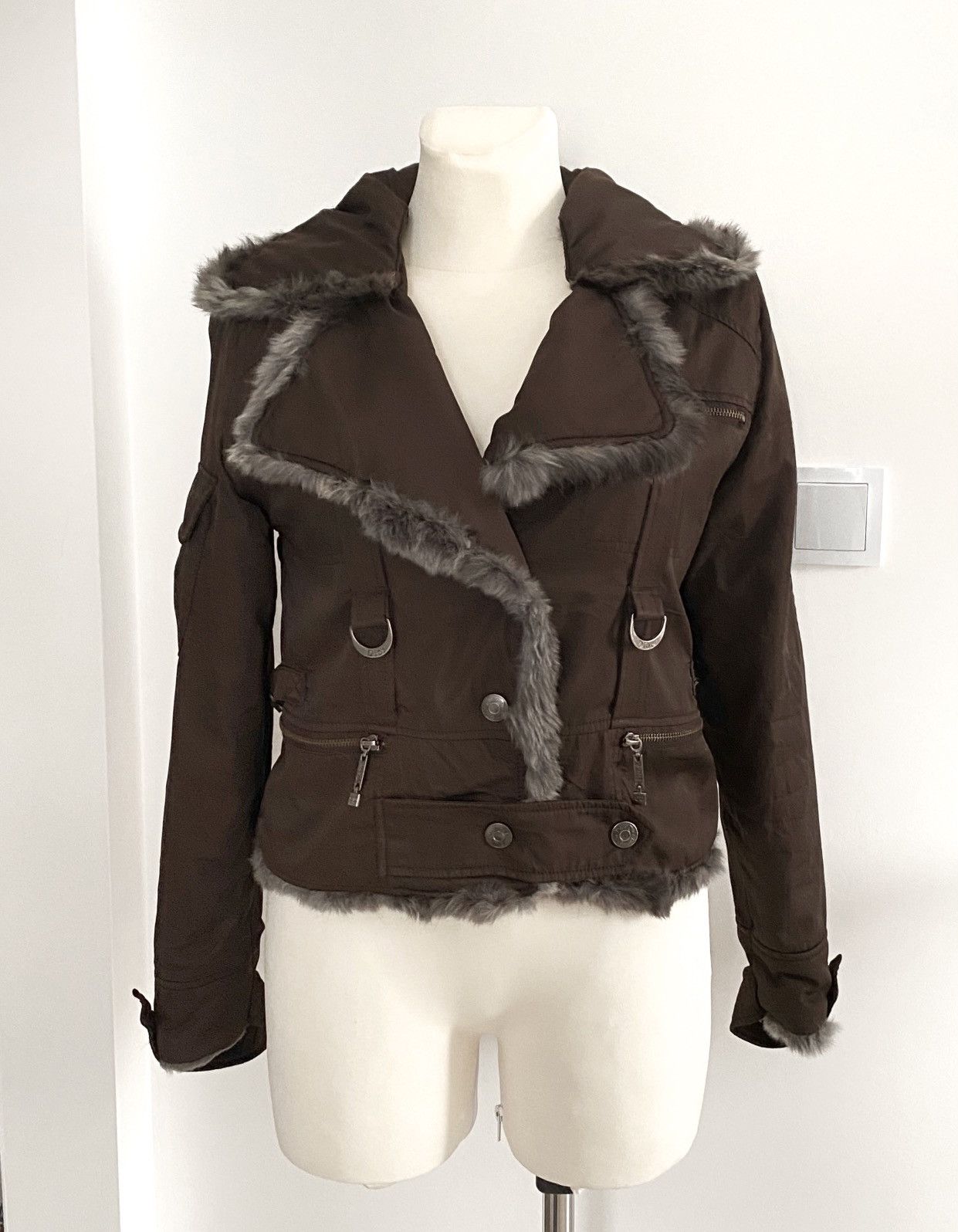 Christian Dior Black fur trim jacket Cotton ref.208518