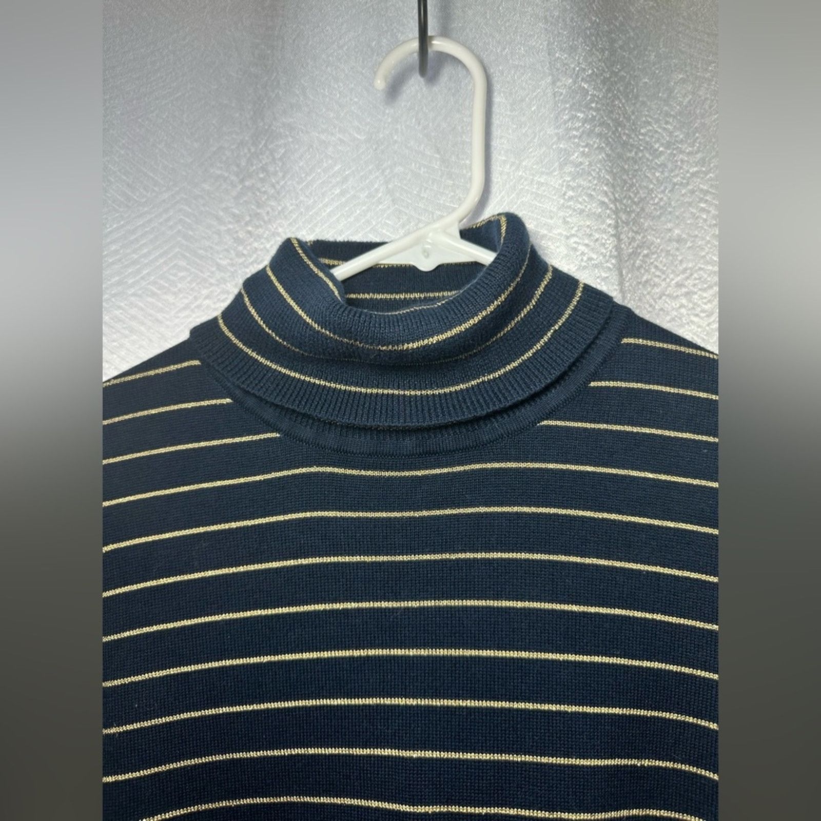 Lauren Ralph Lauren Lauren Ralph Lauren Navy Blue Stripe Ribbed Turtleneck P/S Size S / US 4 / IT 40 - 4 Thumbnail