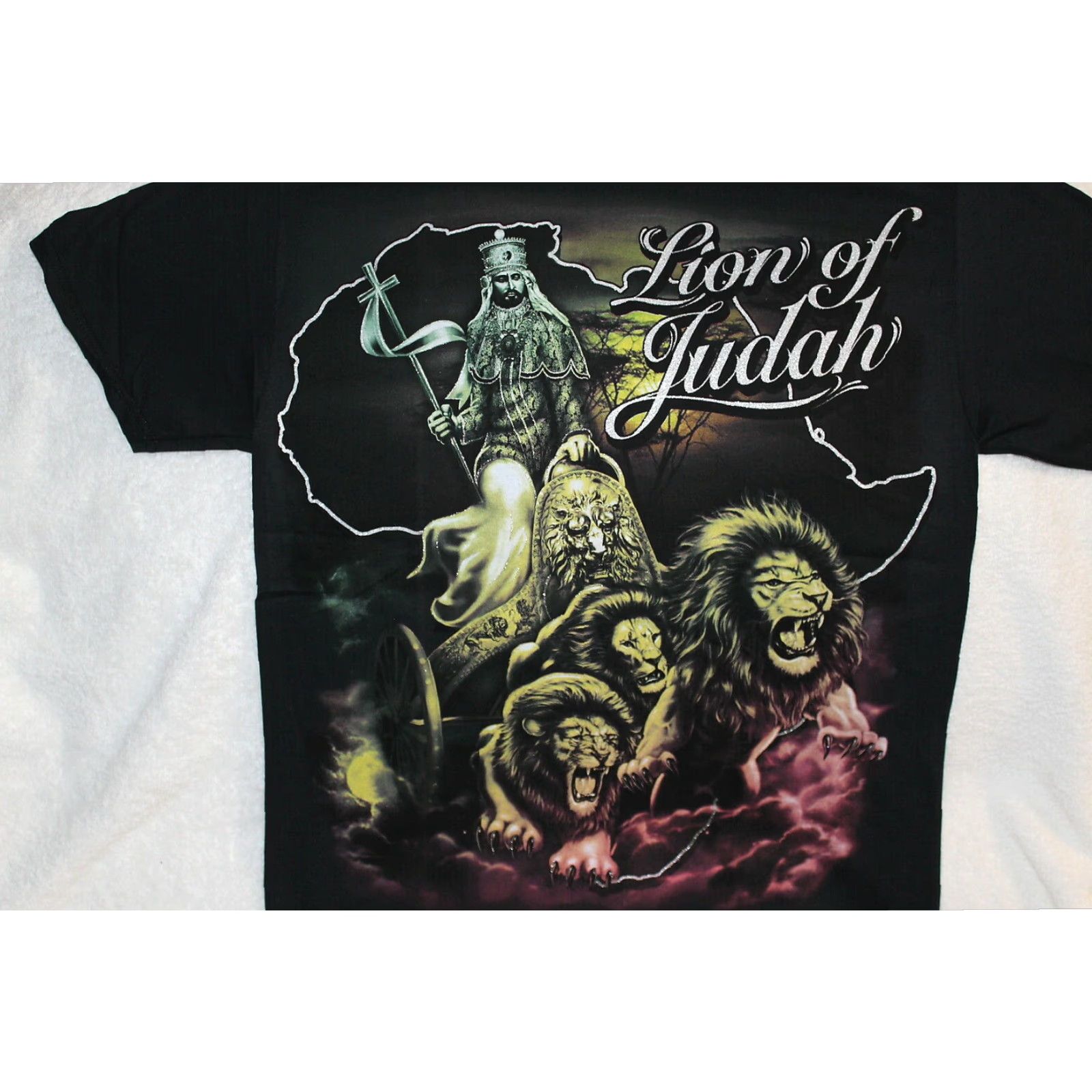 Vintage Lion Of Judah Mens Black Cotton T Shirt Extra Large XL With Lion Chariot Design Size US XL / EU 56 / 4 - 2 Thumbnail