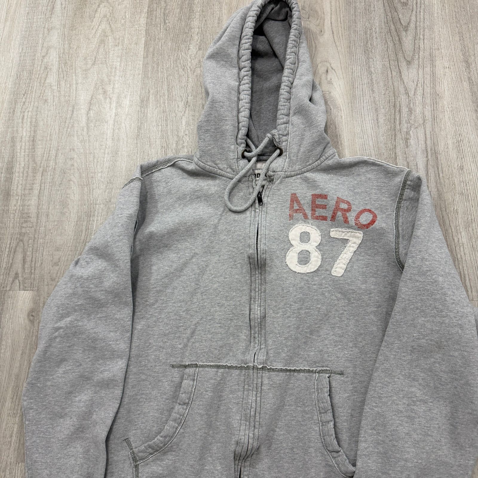 Aeropostale Vintage Aeropostale Hoodie Men's XL Gray Full Zip Spellout Size US XL / EU 56 / 4 - 3 Thumbnail