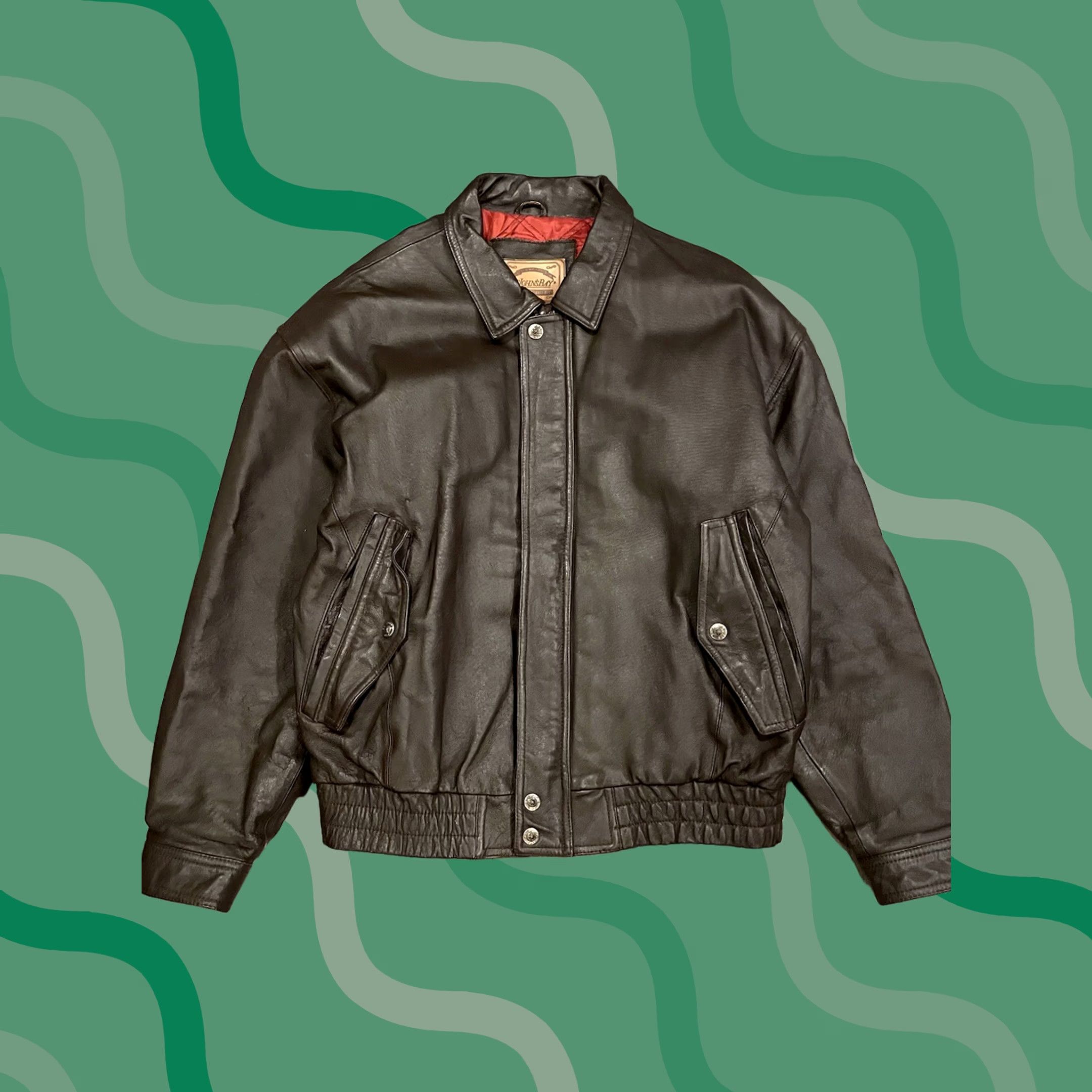 Vintage VINTAGE St. John's Bay Black Leather Jacket Bomber Biker Quilted Lined Men’s L Size US L / EU 52-54 / 3 - 1 Thumbnail
