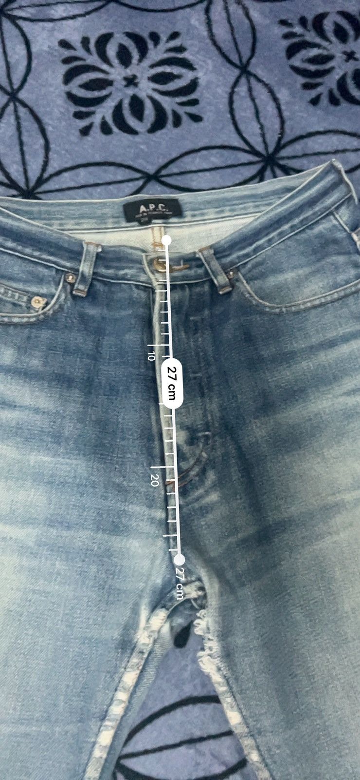 A.P.C. × Vintage A.P.C - Rue De Fleurus Paris Selvedge Button Fly Distressed Size US 29 - 19 Thumbnail