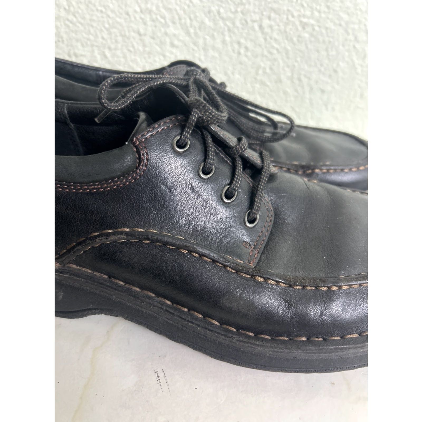 Clarks Clarks Keeler Walk Casual Shoes Men 9 M Black Brown Leather Upper Suede Insole Adjustable Comfort Shoes Mens Size US 9 / EU 42 - 3 Thumbnail