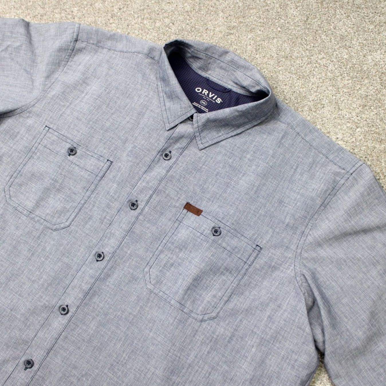 Orvis Orvis Shirt Mens 2XL XXL Blue Woven Tech UPF 30 Short Sleeve Button Casual Size US XXL / EU 58 / 5 - 3 Thumbnail