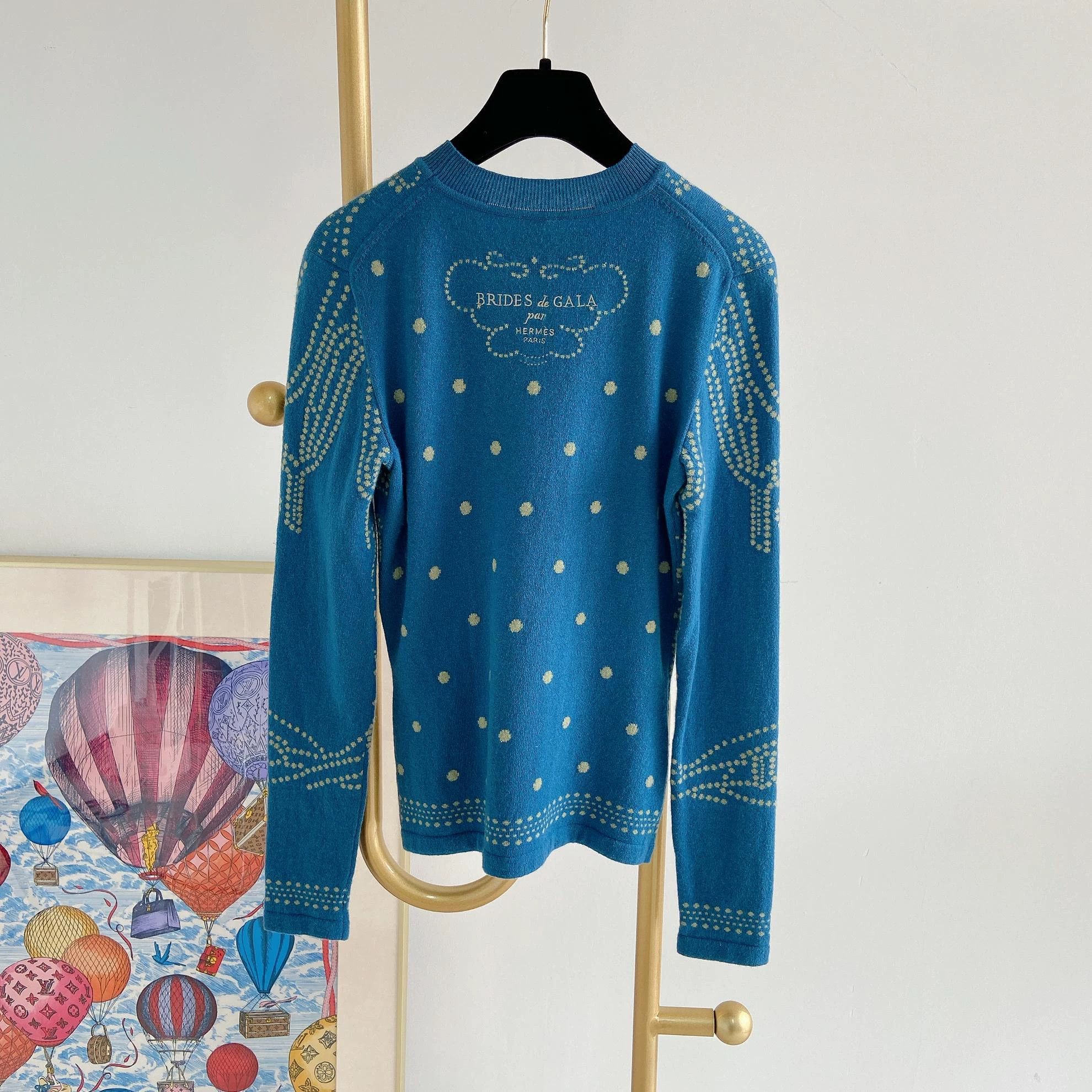Hermes Hermès blue cashmere knit top 34 Size XS / US 0-2 / IT 36-38 - 2 Thumbnail