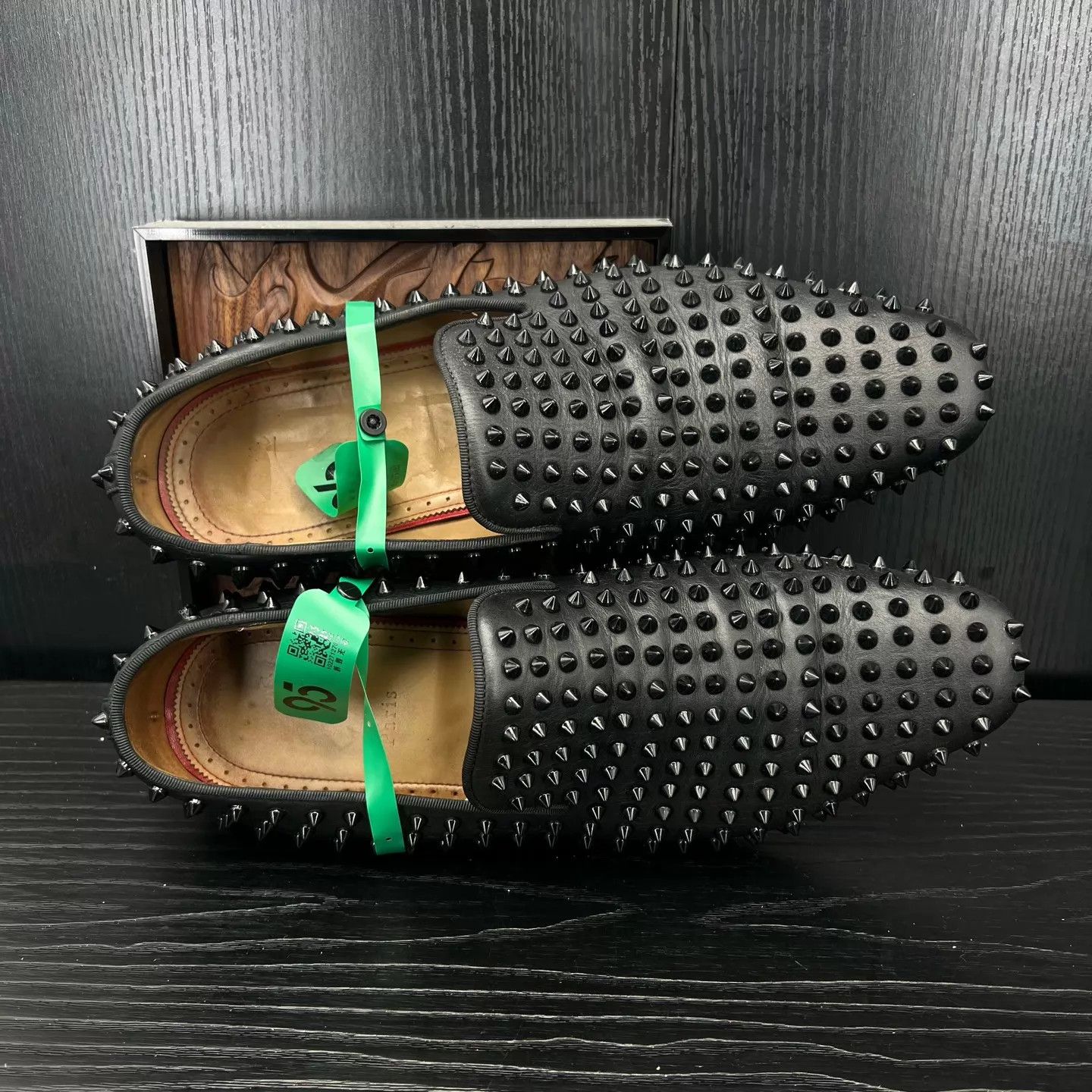 Christian Louboutin cl studded black leather 45.5 Size US 12.5 / EU 45-46 - 4 Thumbnail