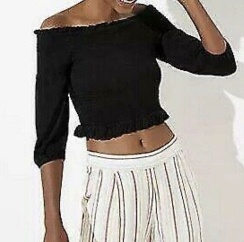Loft Loft Beach Black Off The Shoulder Top L Coastal Whimsigoth Size L / US 10 / IT 46 - 1 Thumbnail