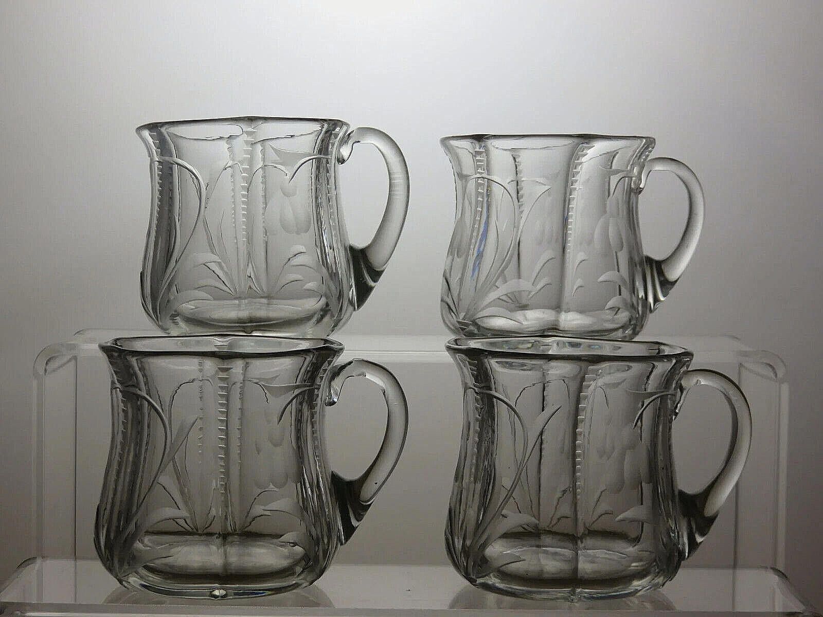 The Unbranded Brand Pressed Glass Set of 4 Tea Cups 2 1/2" Size ONE SIZE - 2 Thumbnail