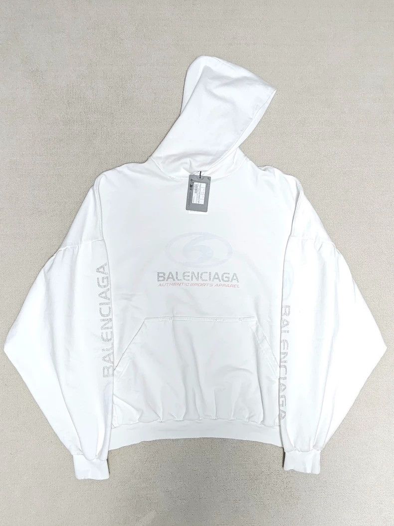 Balenciaga Balenciaga 24ss Surfer White Surf Worn Hoodie 2503-Nextarro Size US L / EU 52-54 / 3 - 1 Thumbnail