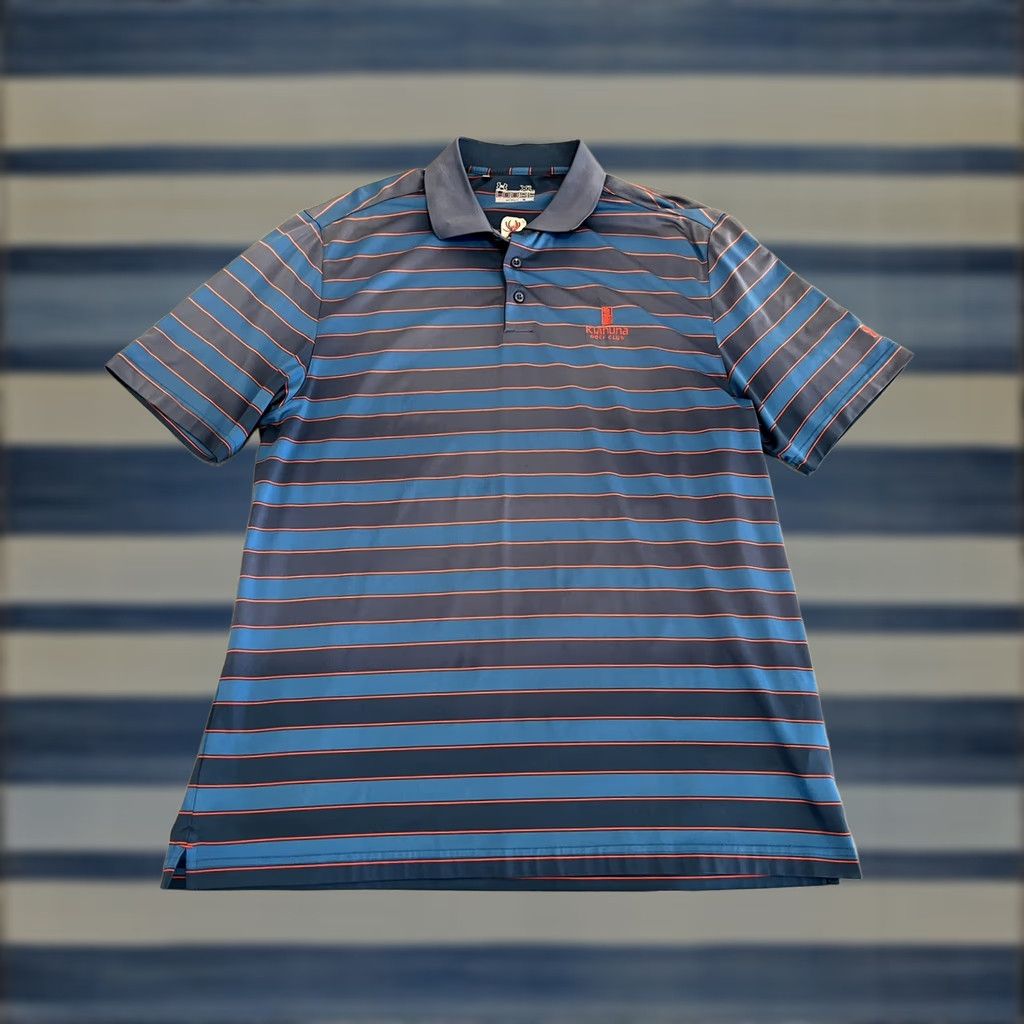 Under Armour Under Armour Polo Shirt Striped Kiahuna Golf Club Multicolor Blue Orange Gray XL Mens Regular Short Sleeve Collared Golf HeatGear Size US XL / EU 56 / 4 - 1 Thumbnail