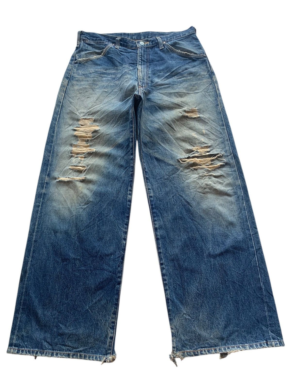 Wrangler VINTAGE WRANGLER SELVEDGE BAGGY RUSTY DISTRESSED DENIM Size US 33 - 2 Thumbnail