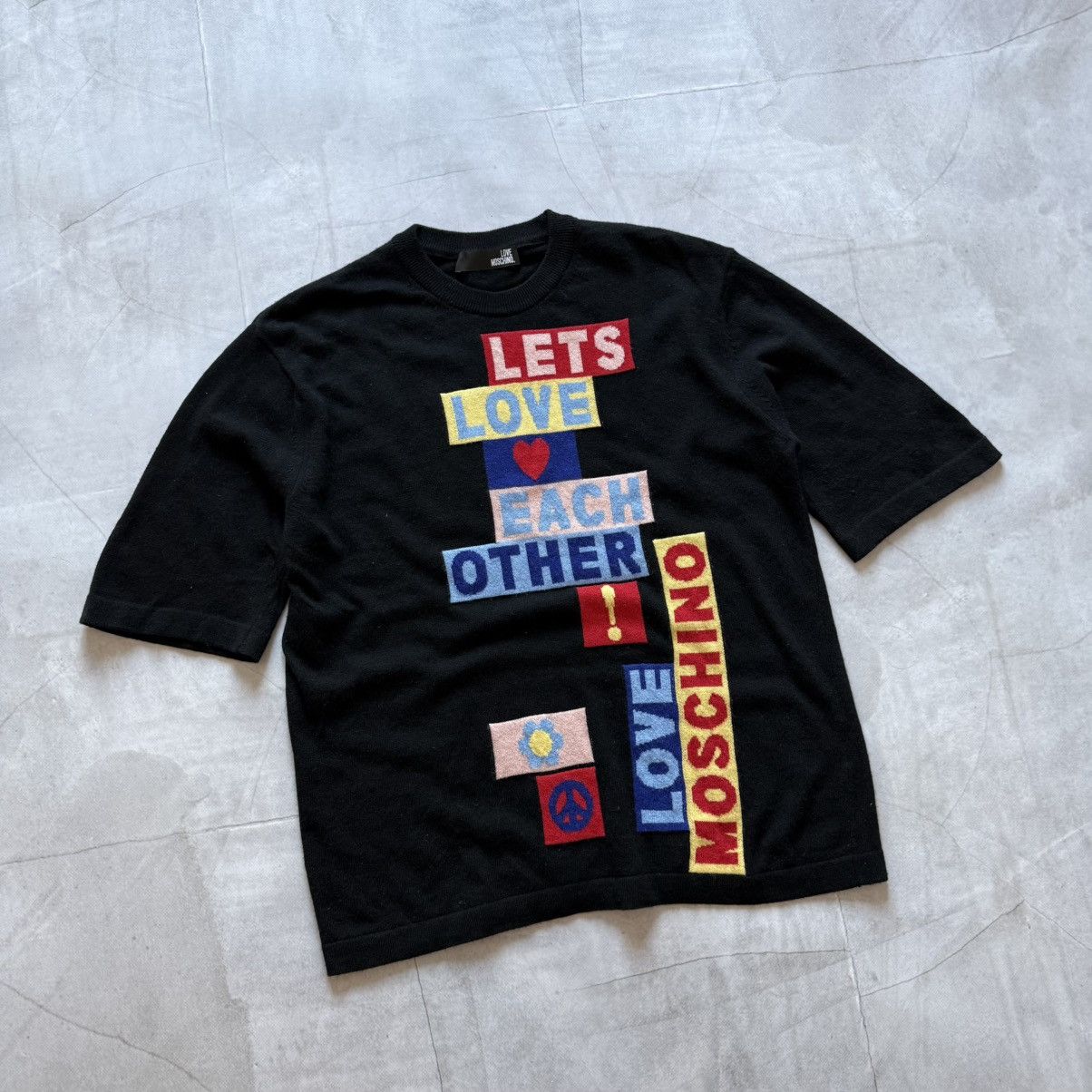 Love Moschino Moschino Lets Love Each Other Wool T-Shirt Sweater Size M / US 6-8 / IT 42-44 - 1 Thumbnail