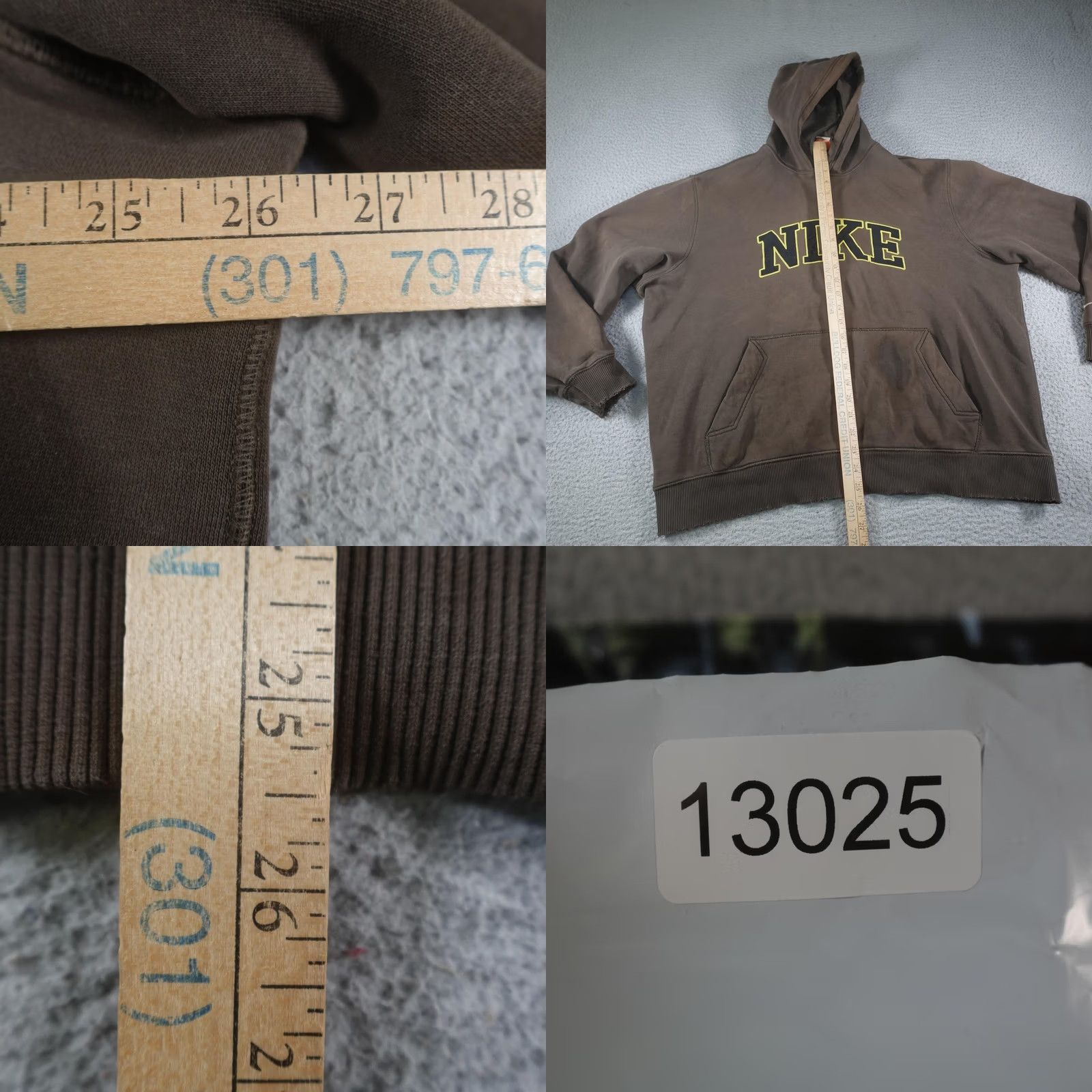 Nike VINTAGE Nike Hoodie Mens XL Brown Pullover Fleece Sweatshirt Embroidered Big Logo Size US XL / EU 56 / 4 - 8 Thumbnail