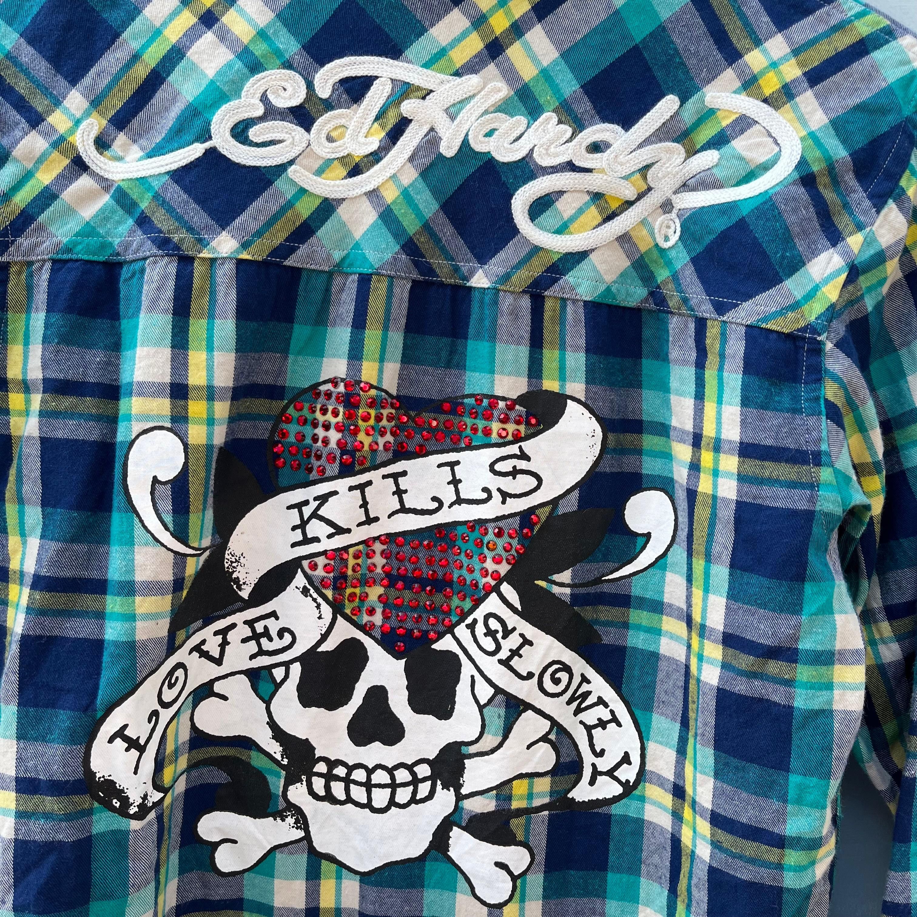 Ed Hardy Ed Hardy "Love Kills Slowly" Plaid Flannel Size US M / EU 48-50 / 2 - 2 Thumbnail