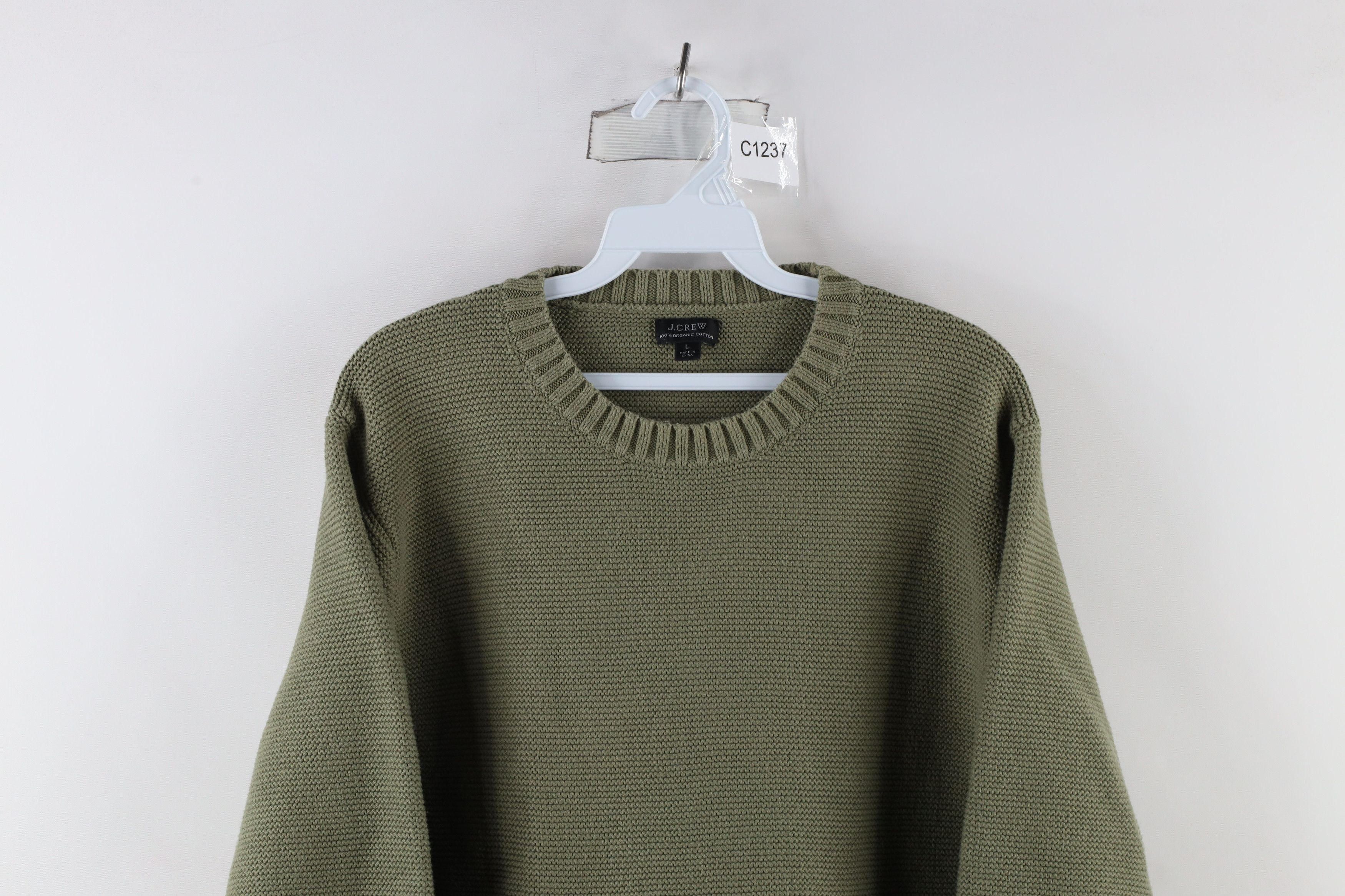 J.Crew × Vintage J Crew Blank Heavyweight Organic Cotton Garter Knit Sweater Size L / US 10 / IT 46 - 2 Thumbnail