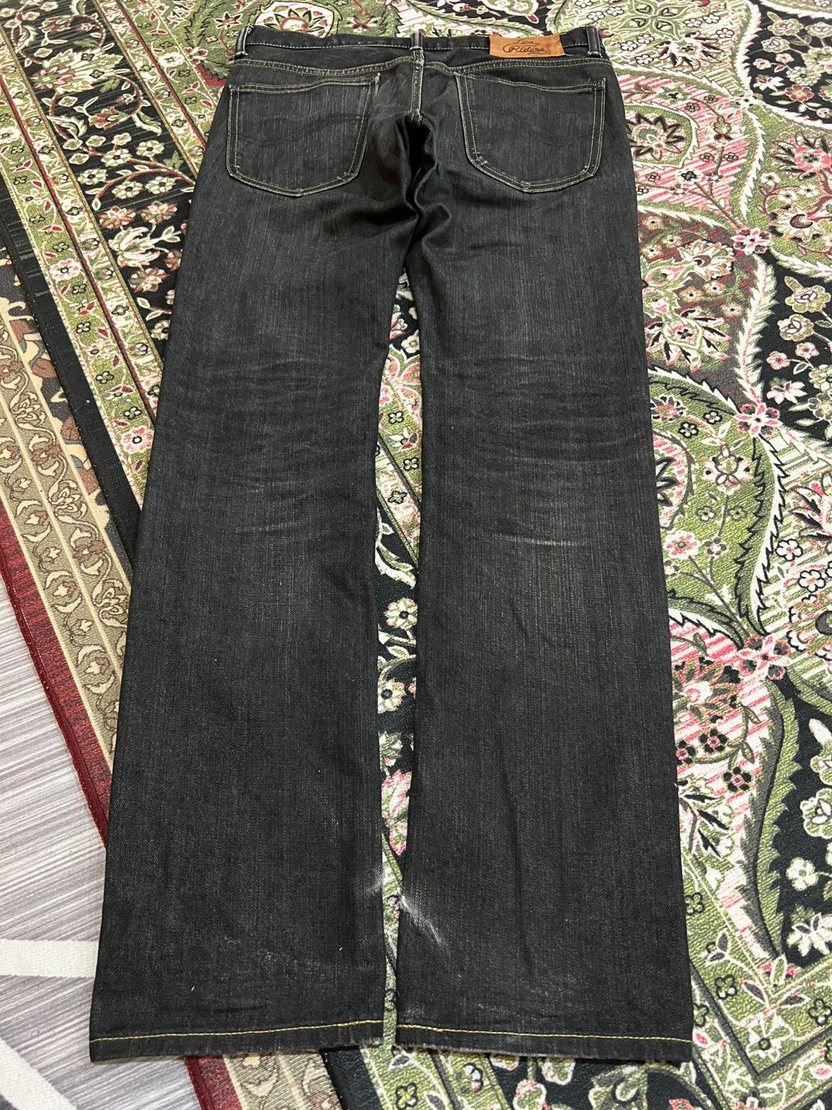 Japanese Brand Vintage 90’s style Lee Rider Super Black Distress Jeans Size US 33 - 2 Thumbnail