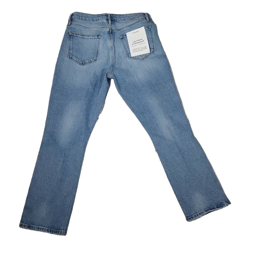 Frame Frame Women's Size 29 / 8 Le High Rise Straight Fit Demarco Rips Blue Jeans Size 30" / US 8 / IT 44 - 2 Thumbnail