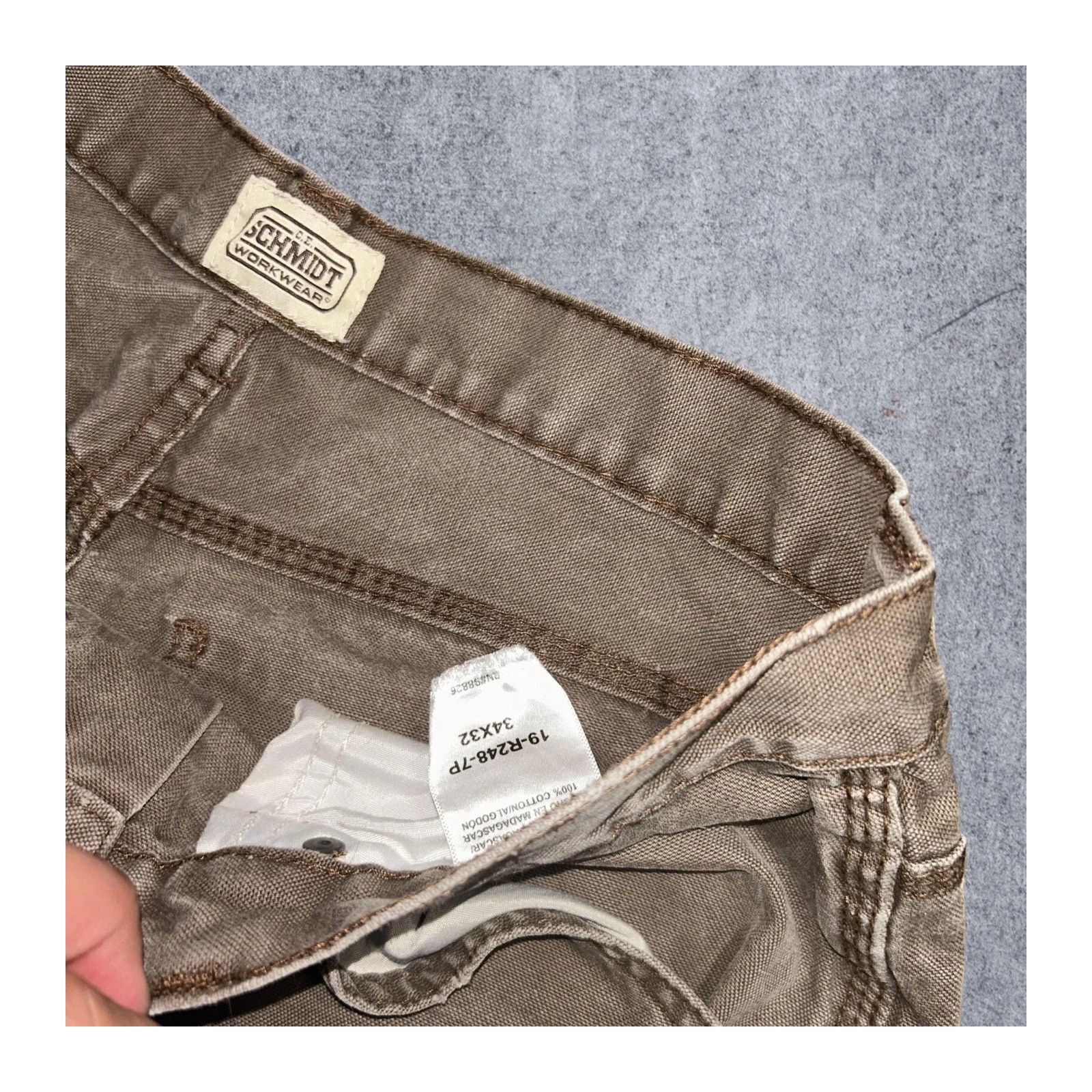 SCHMIDT Schmidt Workwear Canvas Carpenter Denim Jeans Brown Mens 34x Size US 34 / EU 50 - 2 Thumbnail