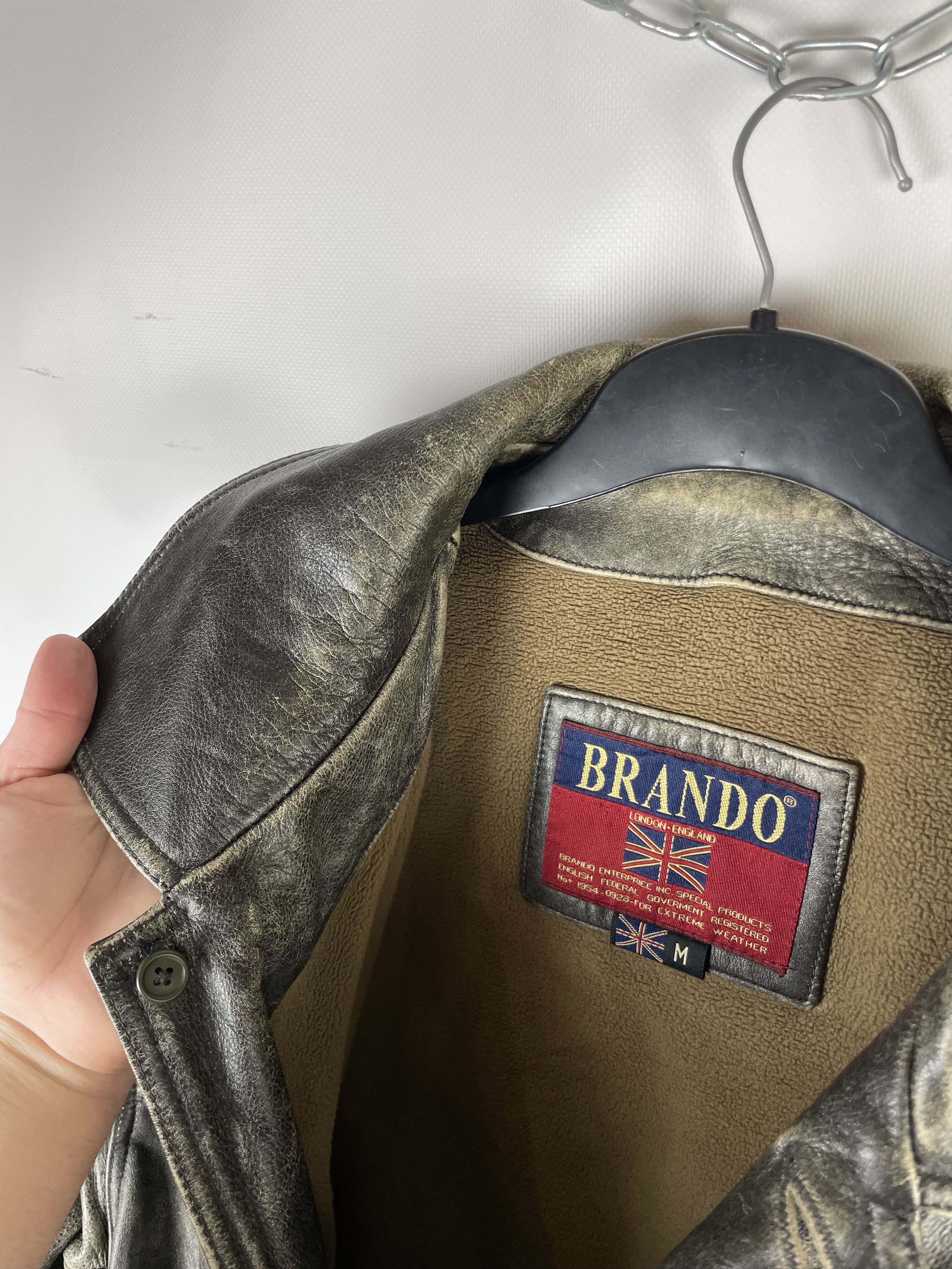 Vintage Vintage 90s Brando Leather Pilot Aviator Jacket Size US M / EU 48-50 / 2 - 7 Thumbnail