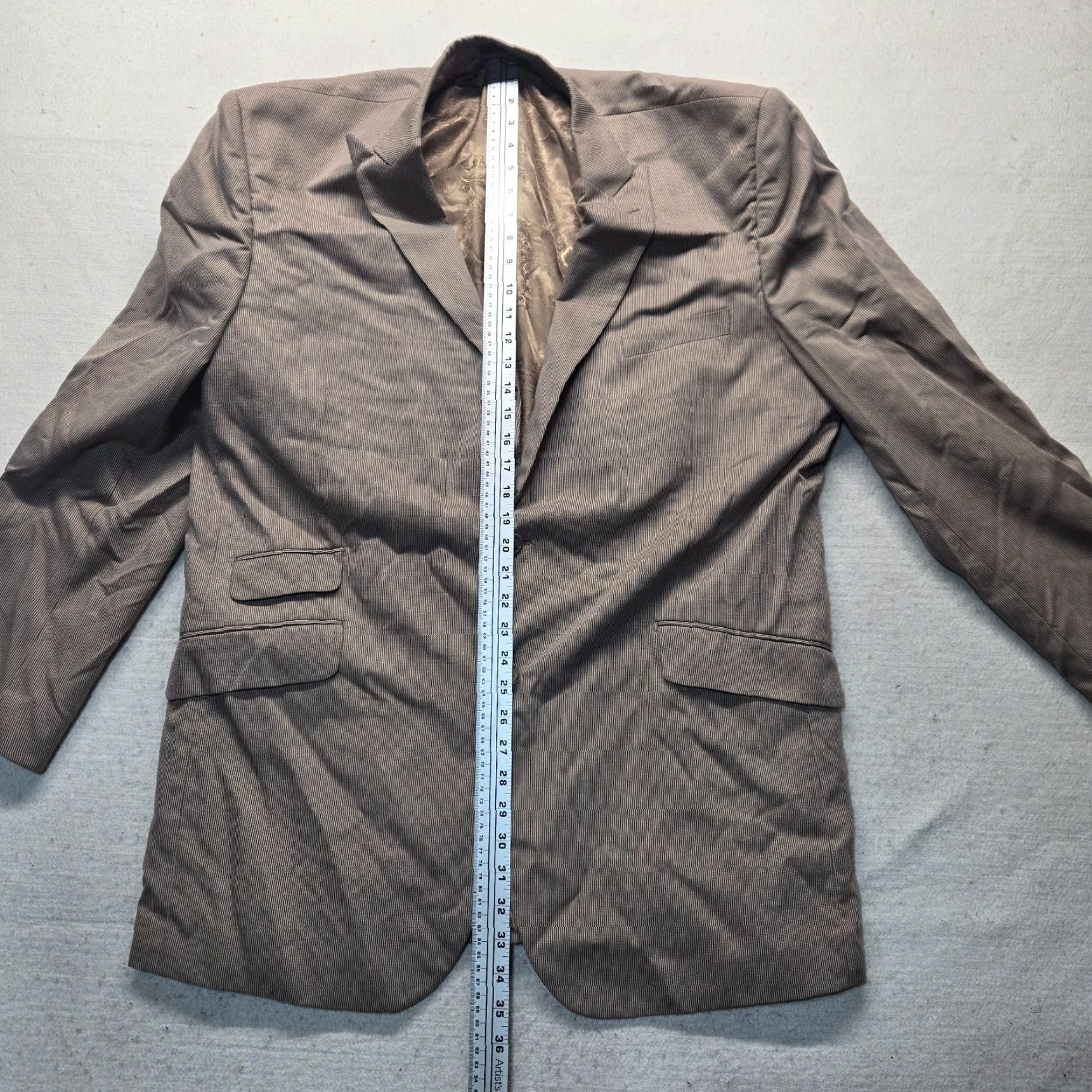 Phat Farm Phat Farm Blazer Jacket Adult Men's 44 L Brown Solid Long Single-Breasted 3-Button Notch Lapel Size 44R - 7 Thumbnail