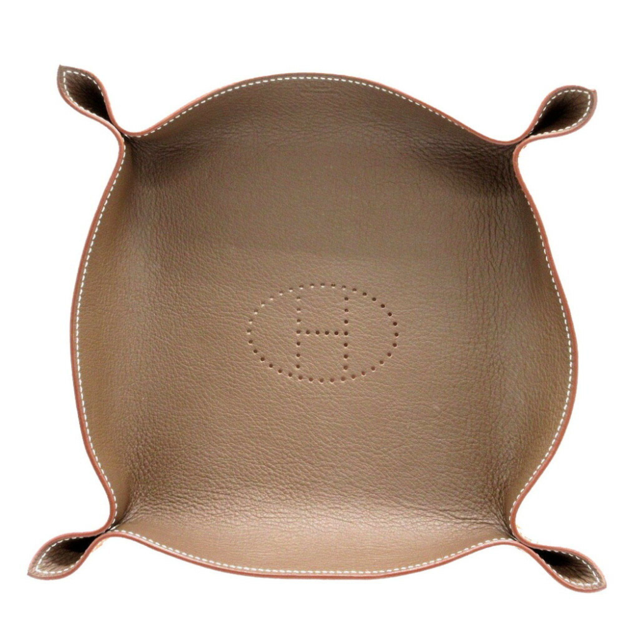 image of Hermes Vidopoche T Stamp (Made In 2015) Leather Etoupe Orange Tray Hermes, Women's