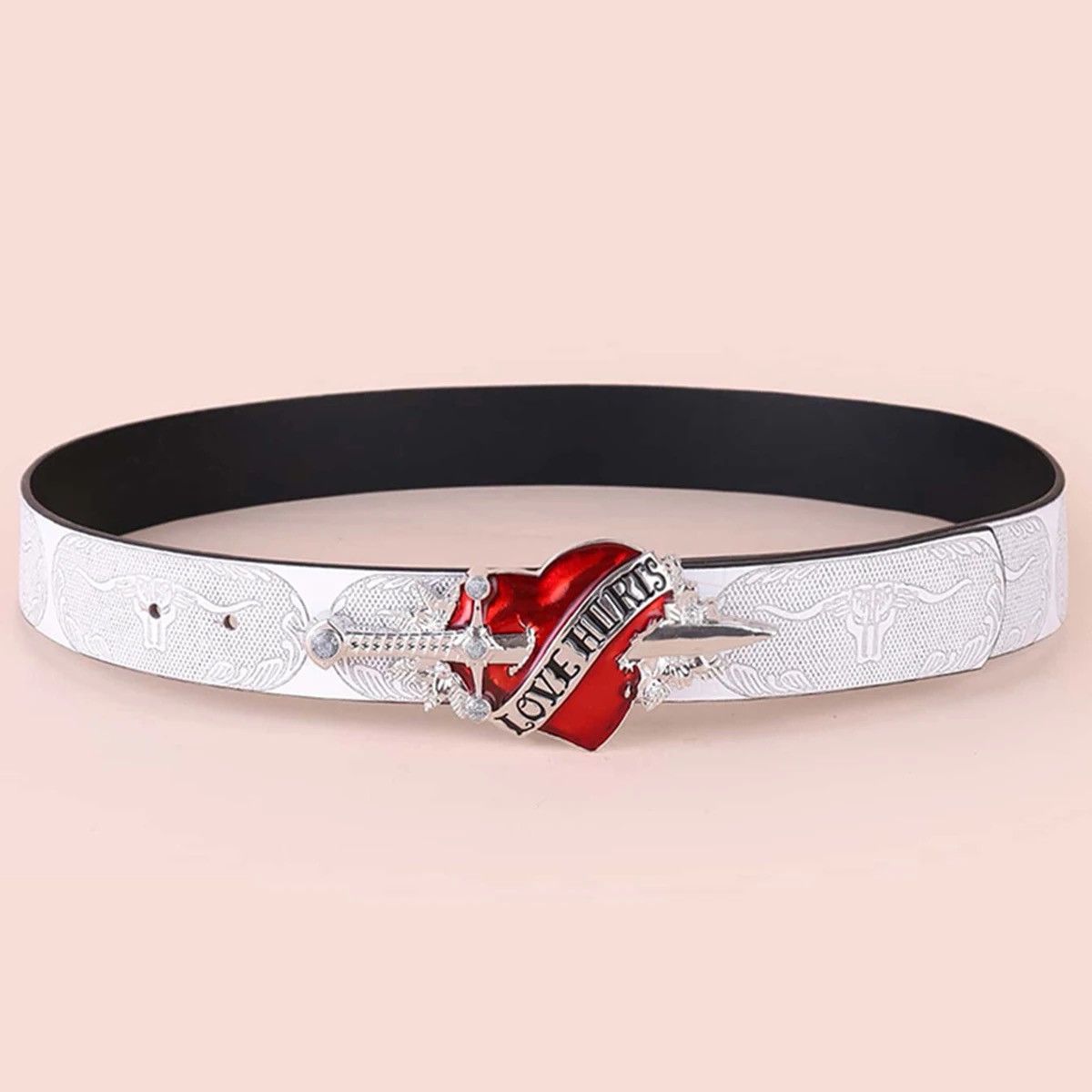 Japanese Brand × Vintage Leather Belt Red Heart Arrow Love Size ONE SIZE - 2 Thumbnail