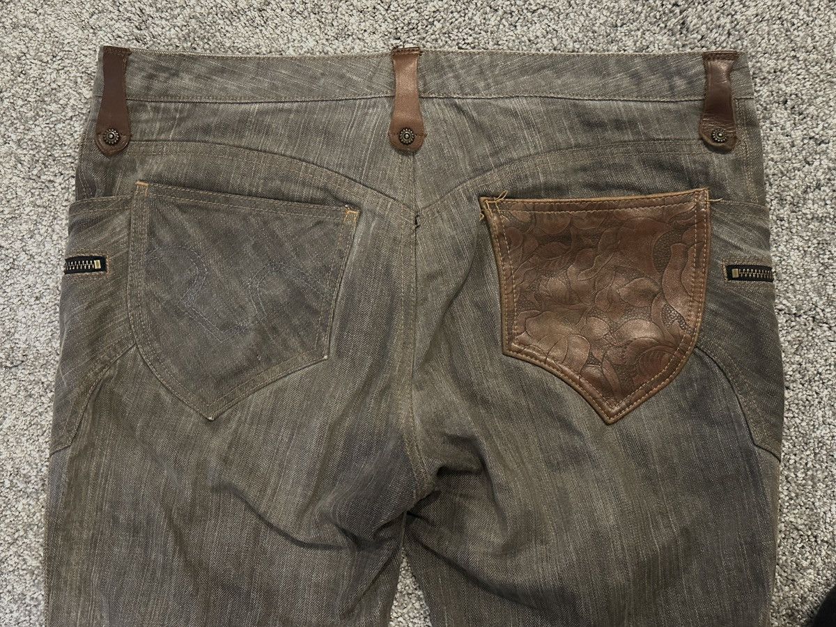 Obelisk Obelisk Y2K Flare Denim Leather patched Size US 33 - 3 Thumbnail