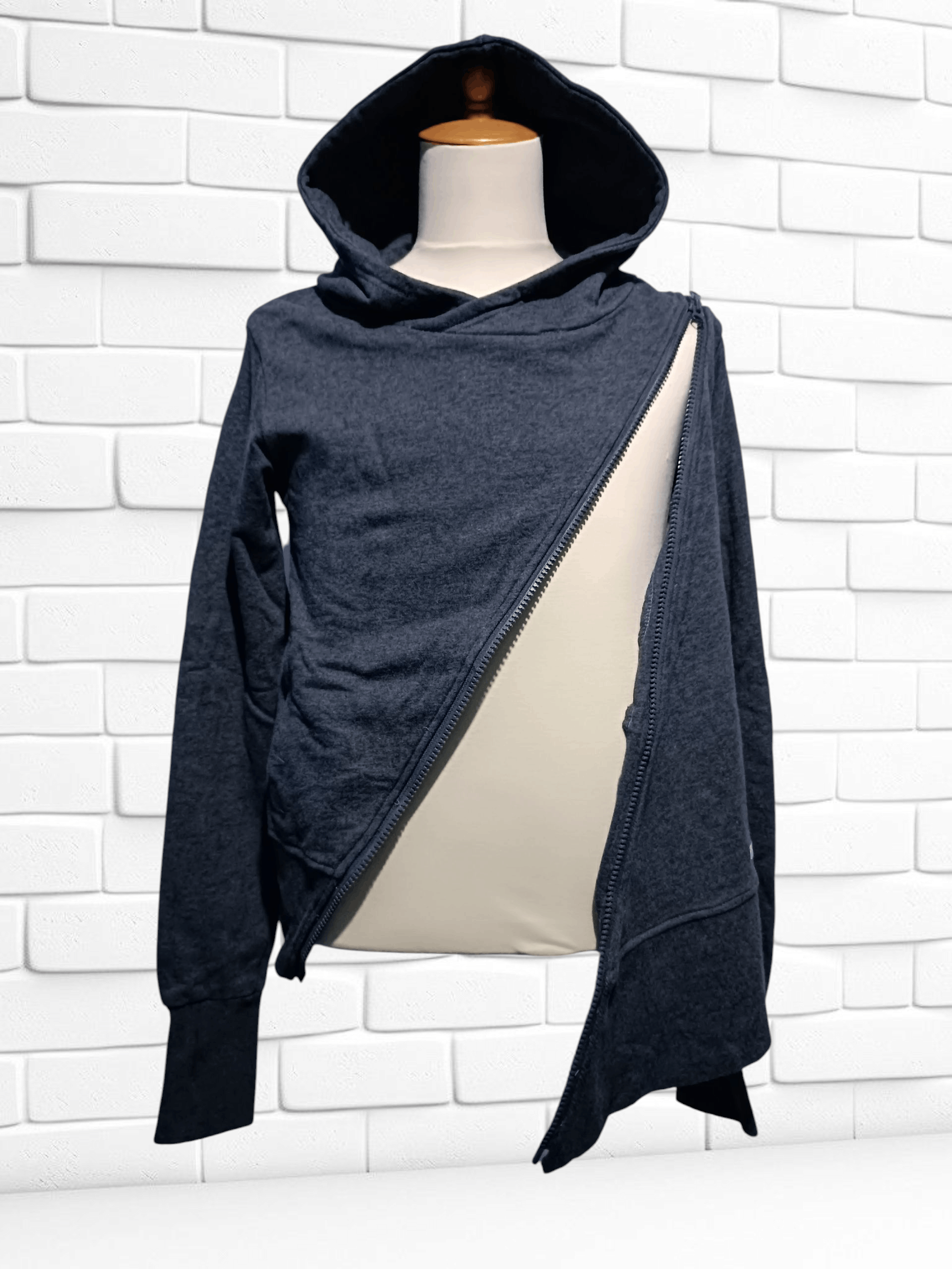 Japanese Brand Asymmetrical Double Zip Up Hoodie Gray Size US M / EU 48-50 / 2 - 1 Thumbnail