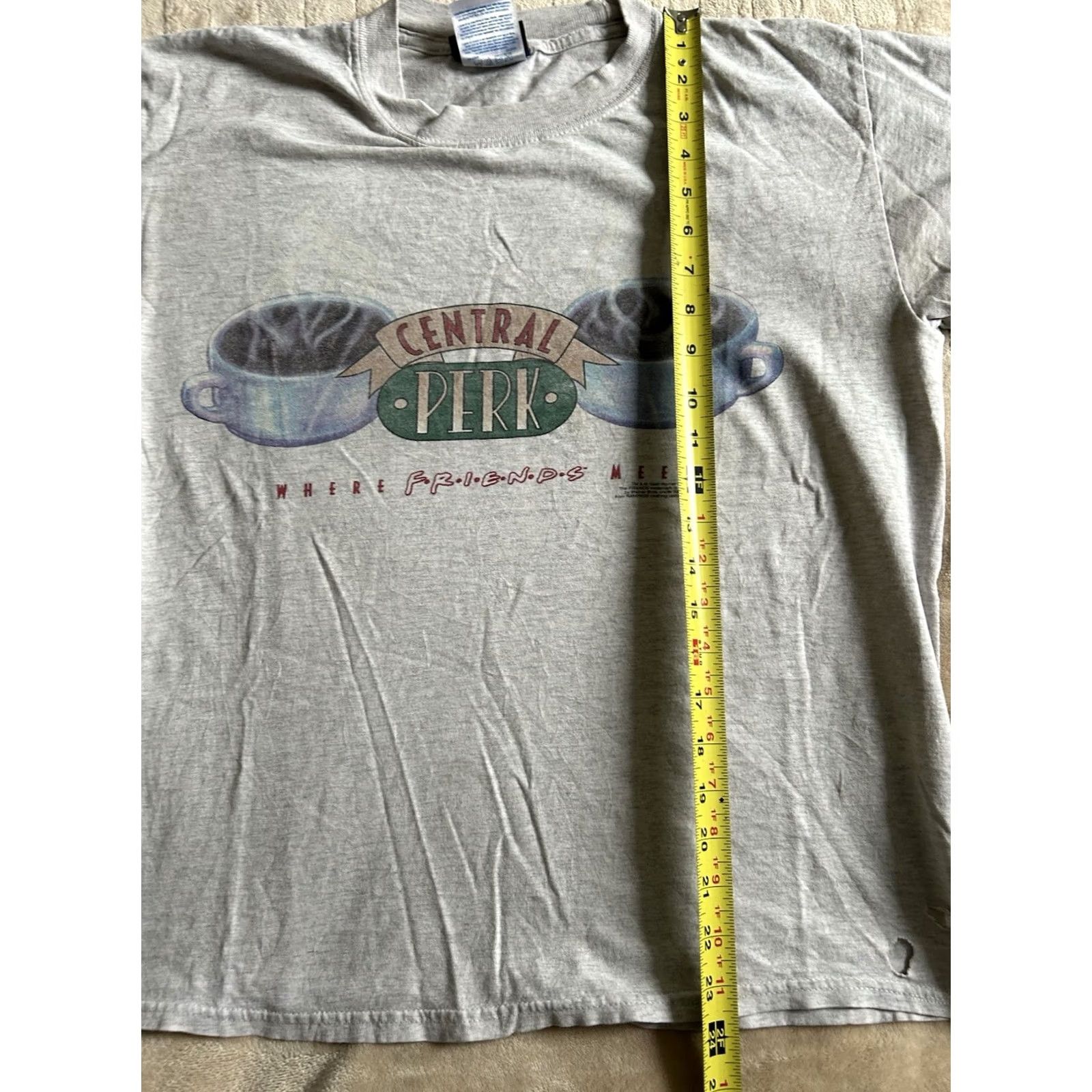 Logo 7 VINTAGE Friends Central Perk TV Show T-Shirt Logo Mens M Distressed 1996 Gray Short Sleeve Crew Neck 90s Size US M / EU 48-50 / 2 - 8 Thumbnail