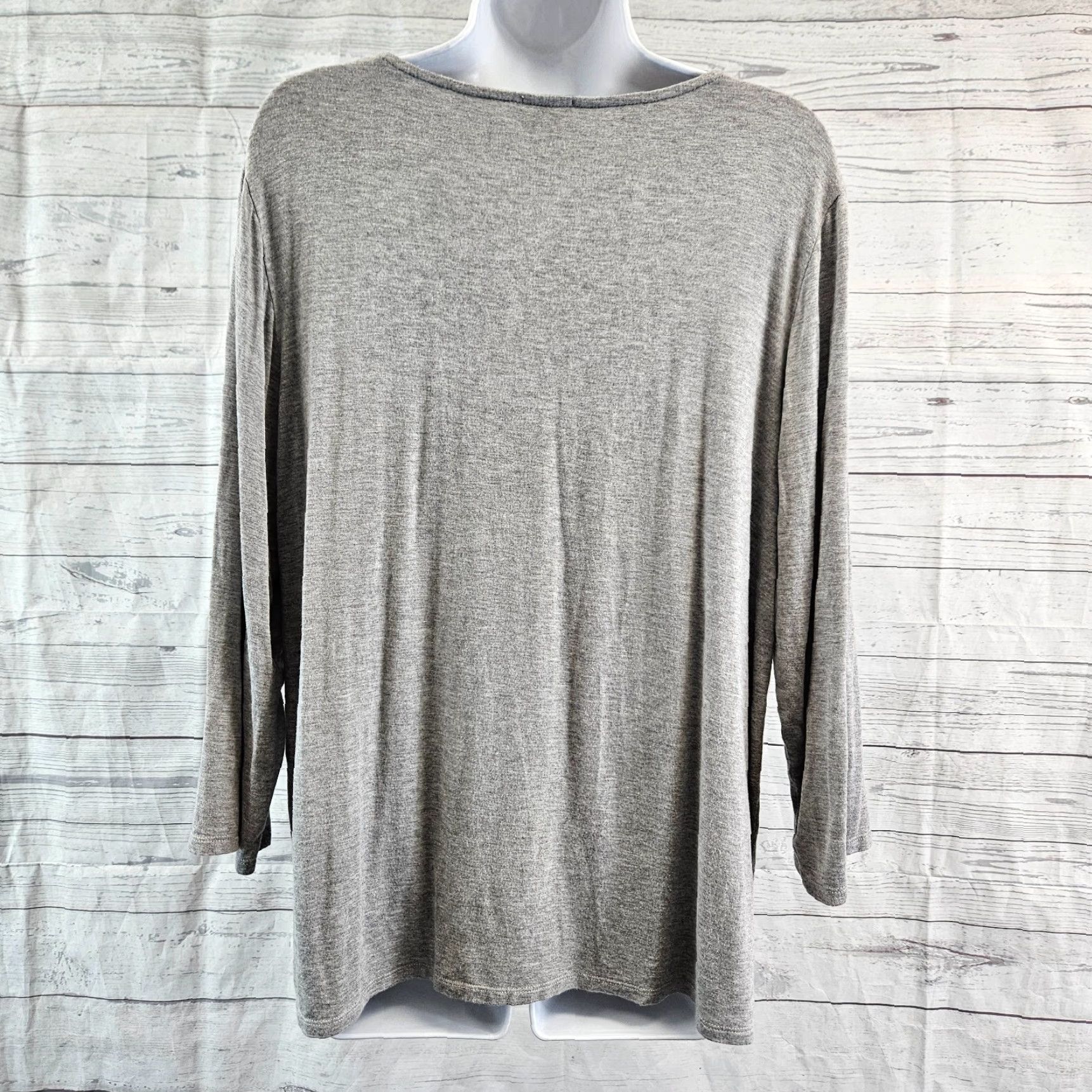 Vintage Chicos Zenergy Womens Top Sz Large Gray Blue Embellished 3/4 Sleeve Rayon Spandex Shirt Womens L Gray Blue Zenergy Size L / US 10 / IT 46 - 4 Thumbnail