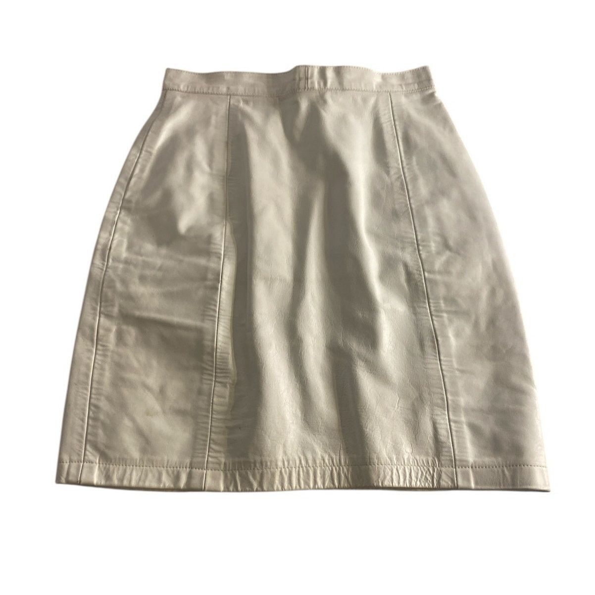 Wilsons Leather Vintage Genuine Leather Mini Skirt Cream Wilsons Leather 8 Size 30" / US 8 / IT 44 - 2 Thumbnail