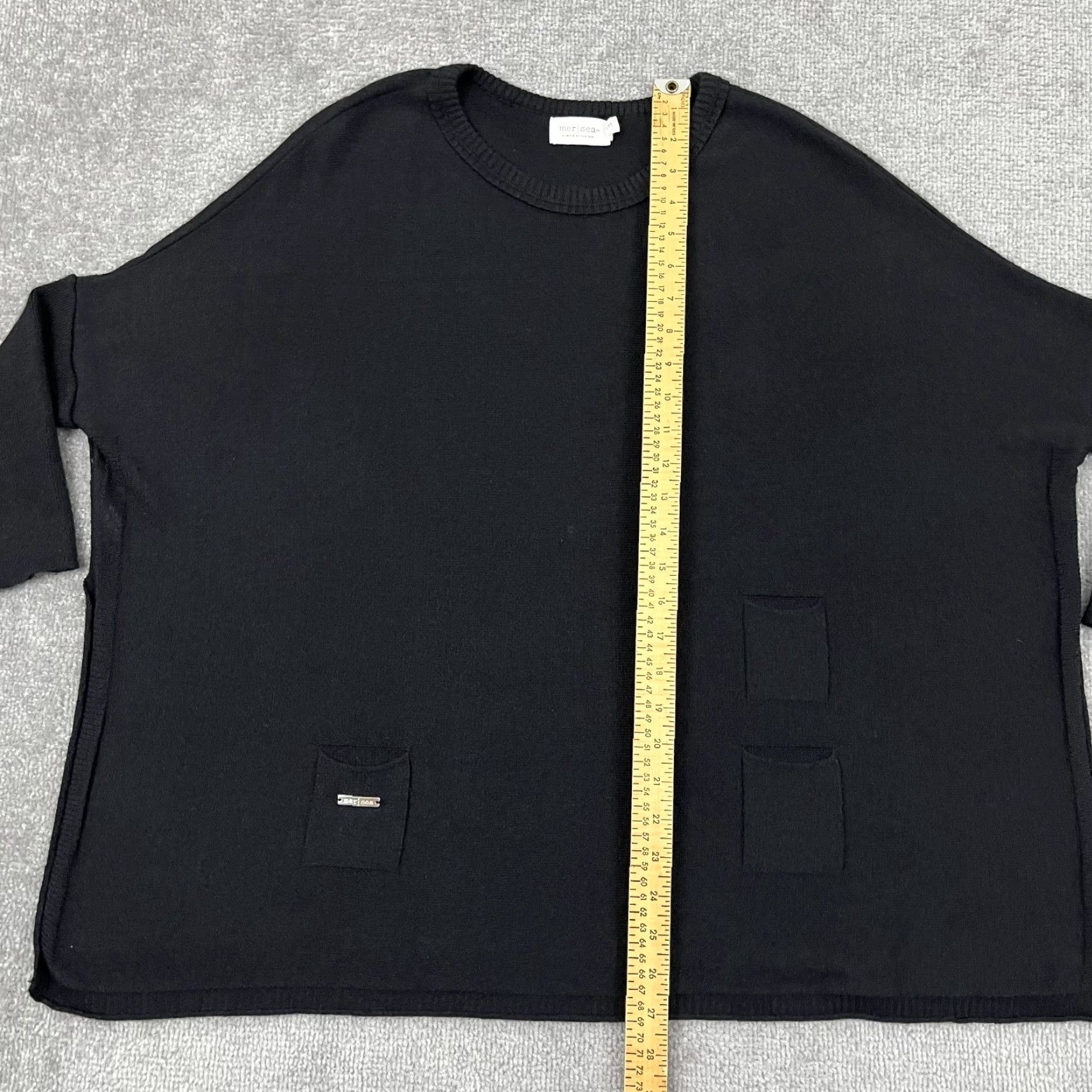 Catalina Mersey Catalina Traveler Sweater Womens Medium Black Knit Pockets Crew Neck 3/4 Sleeve Pullover Women's Knitwear - 90s? (No, vintage not) Size M / US 6-8 / IT 42-44 - 3 Thumbnail
