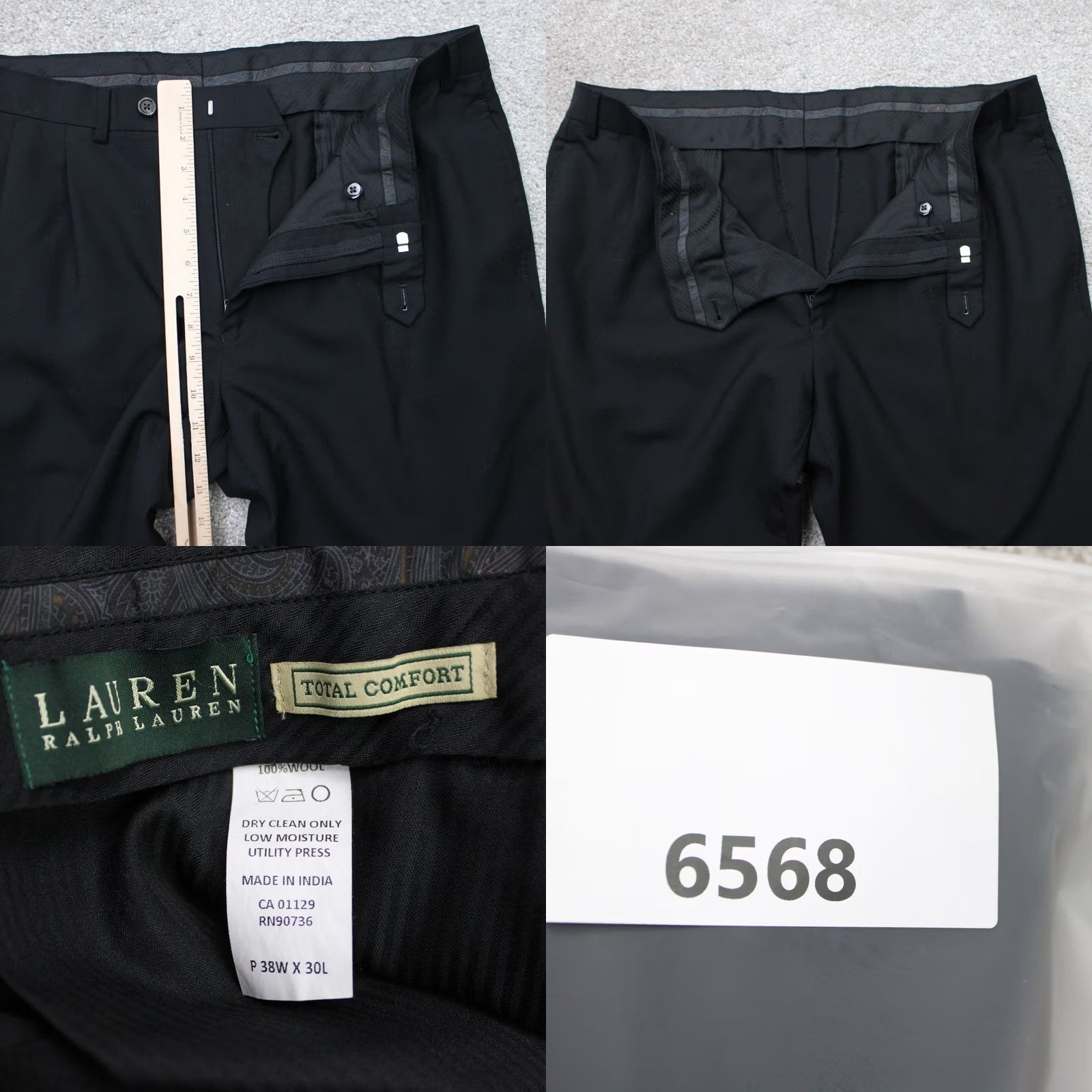 Ralph Lauren LAUREN Ralph Lauren Pants Men 38 x 30 Black Wool Pleated Cuffed Regular Fit Dress Pants Size US 38 / EU 54 - 8 Thumbnail