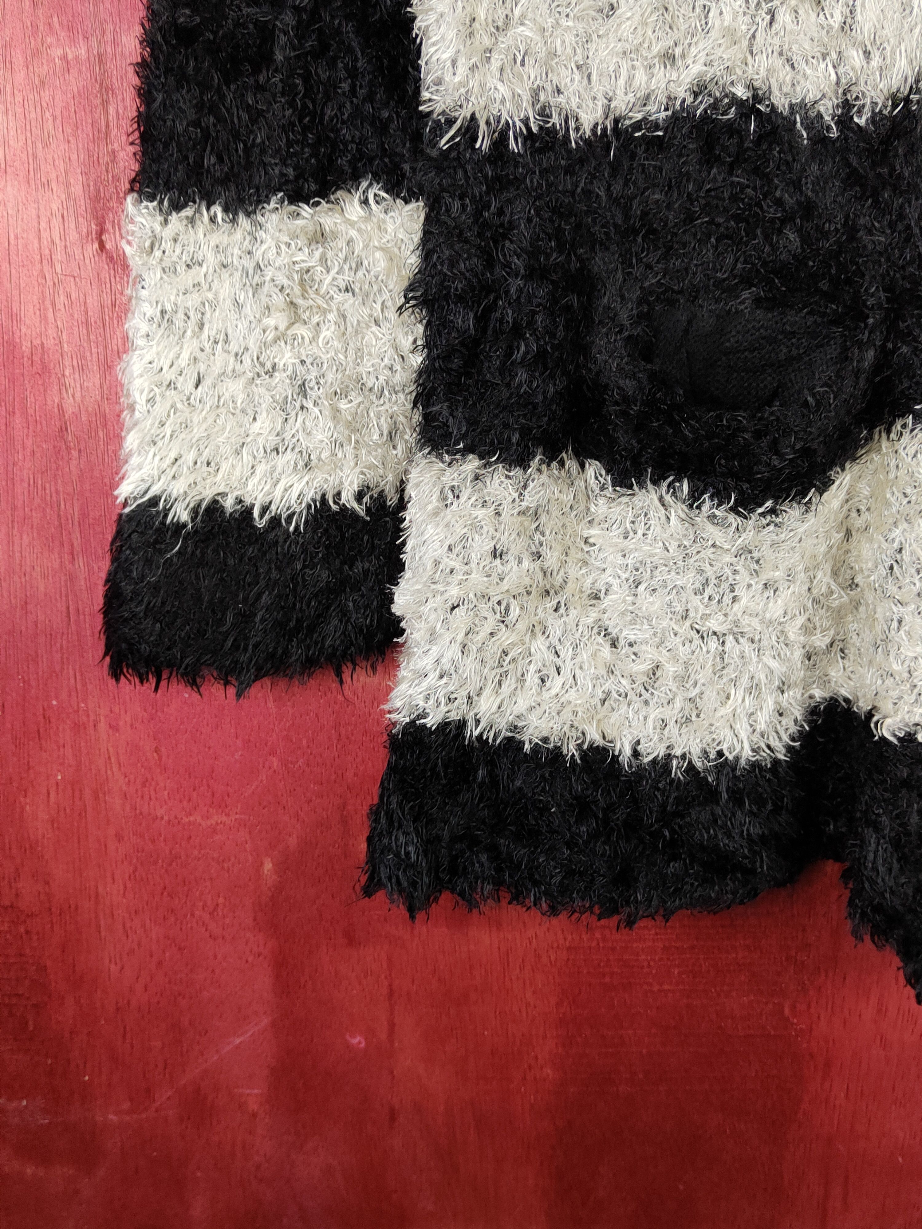 Japanese Brand × Vintage Jocky Gal Black White Shag Shaggy Fur Mohair Knitwear #S1891 Size L / US 10 / IT 46 - 4 Thumbnail