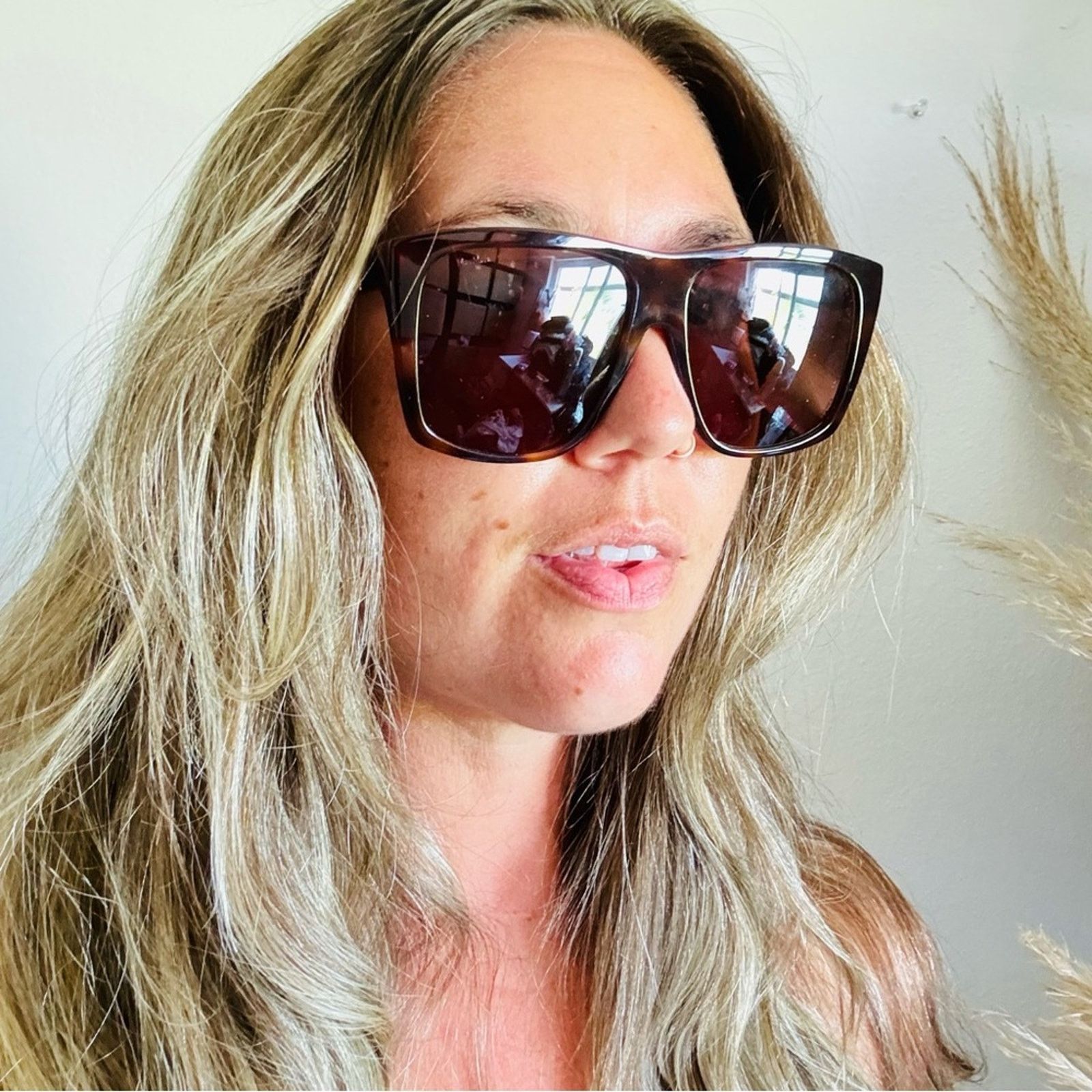Max Mara NEW MAXMARA Prism Oversize Brown Square Gold Stud Sunglasses Size ONE SIZE - 11 Thumbnail